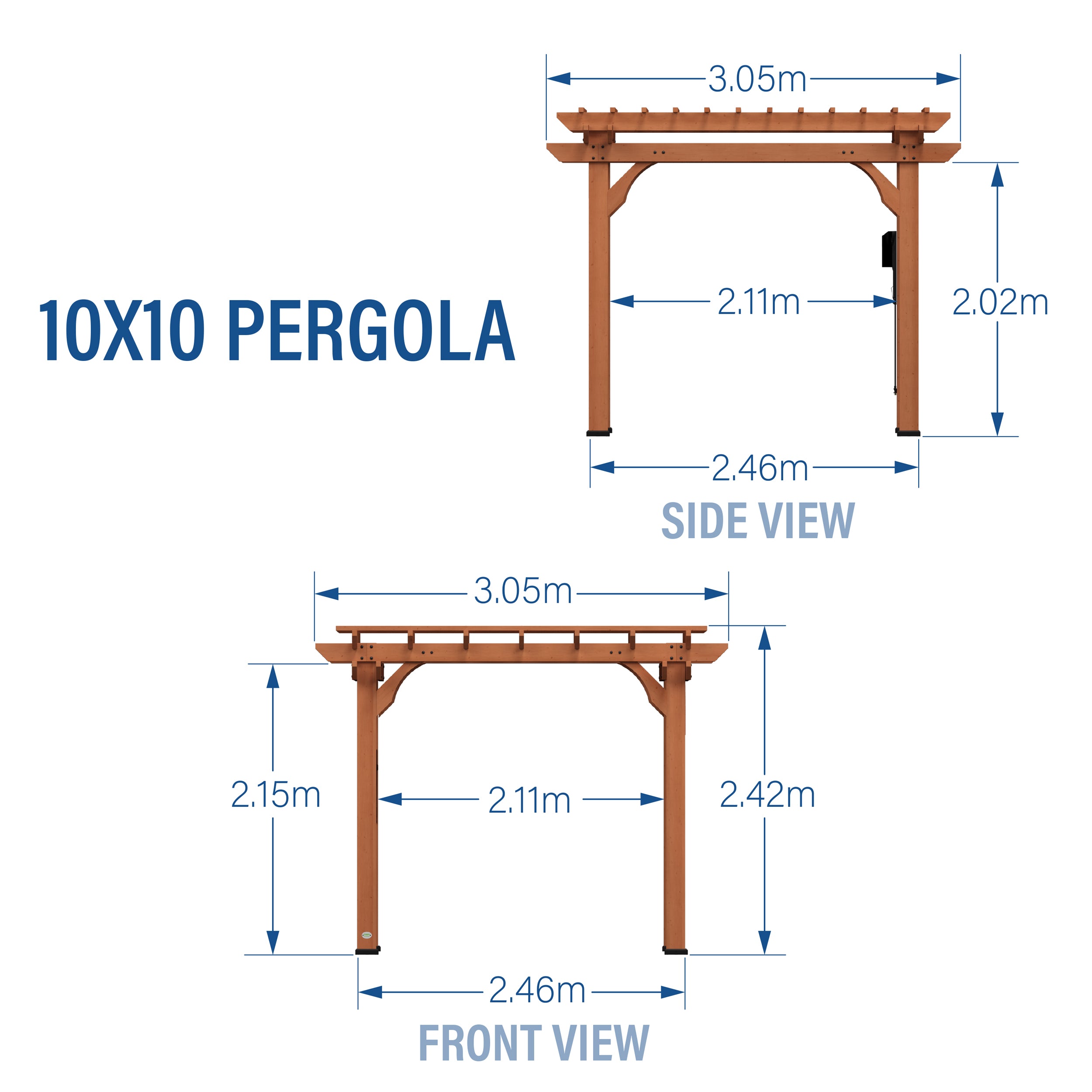 10x10 Pergola Metric Dimensions