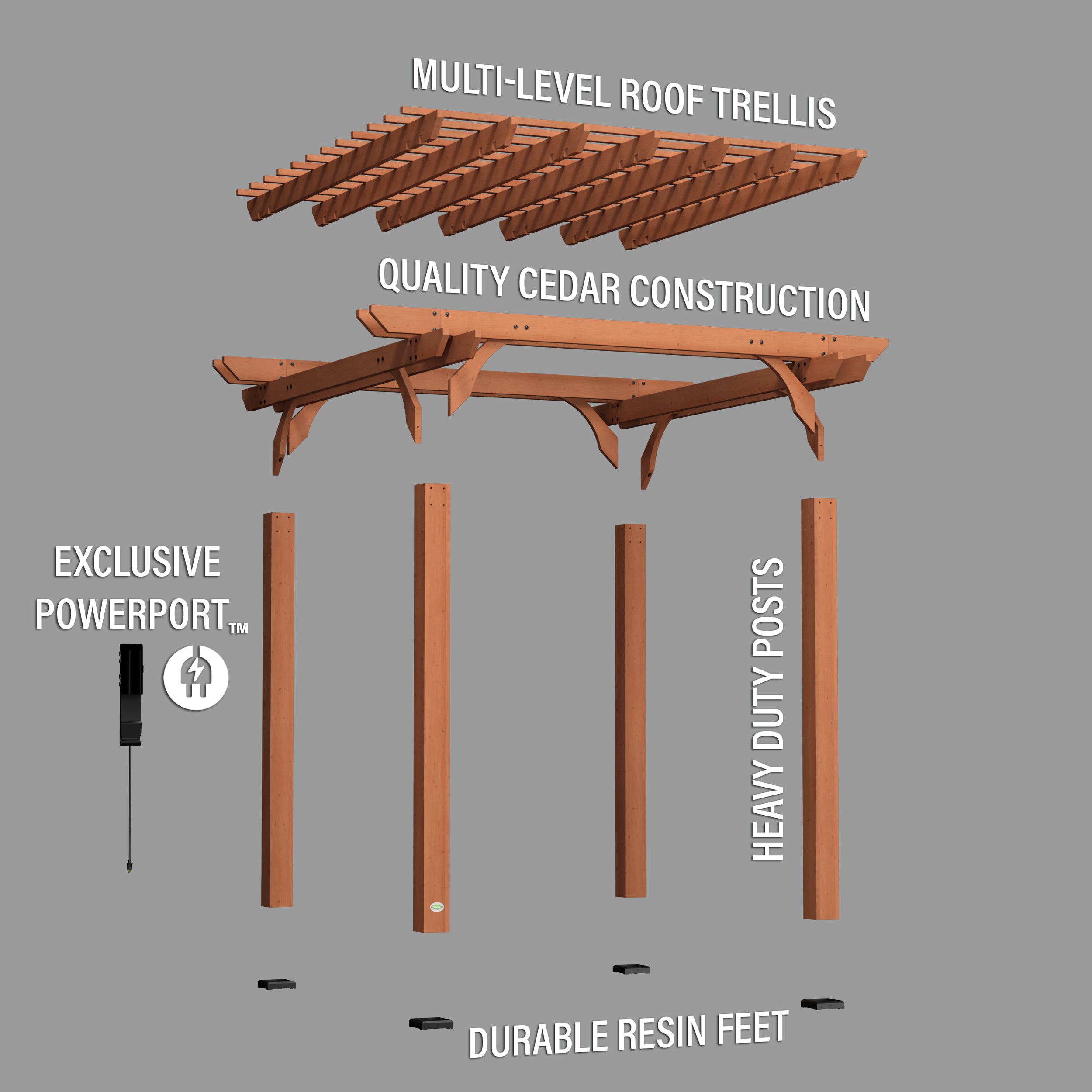 10x10 Pergola English Exploded View