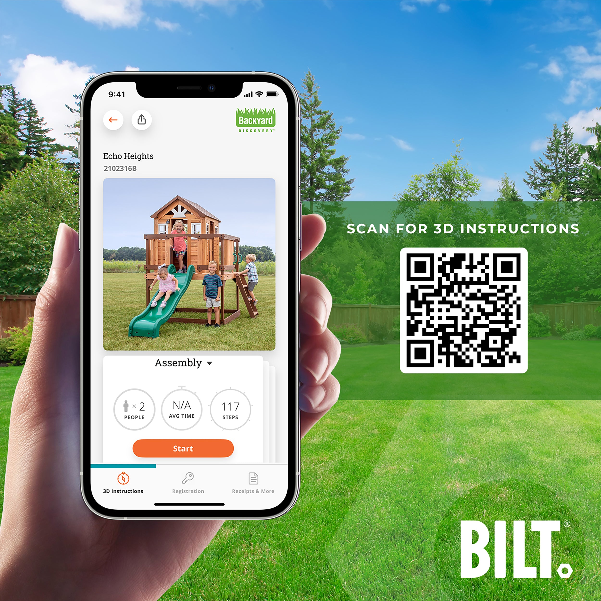 Echo Heights Playhouse Bilt App to assist with assembly