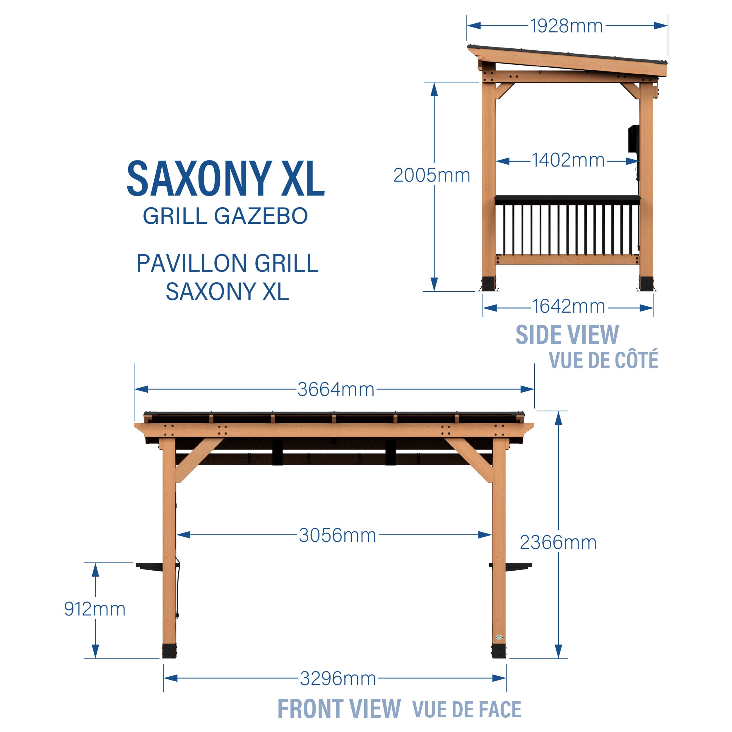 Saxony XL Metric Dimensions in French