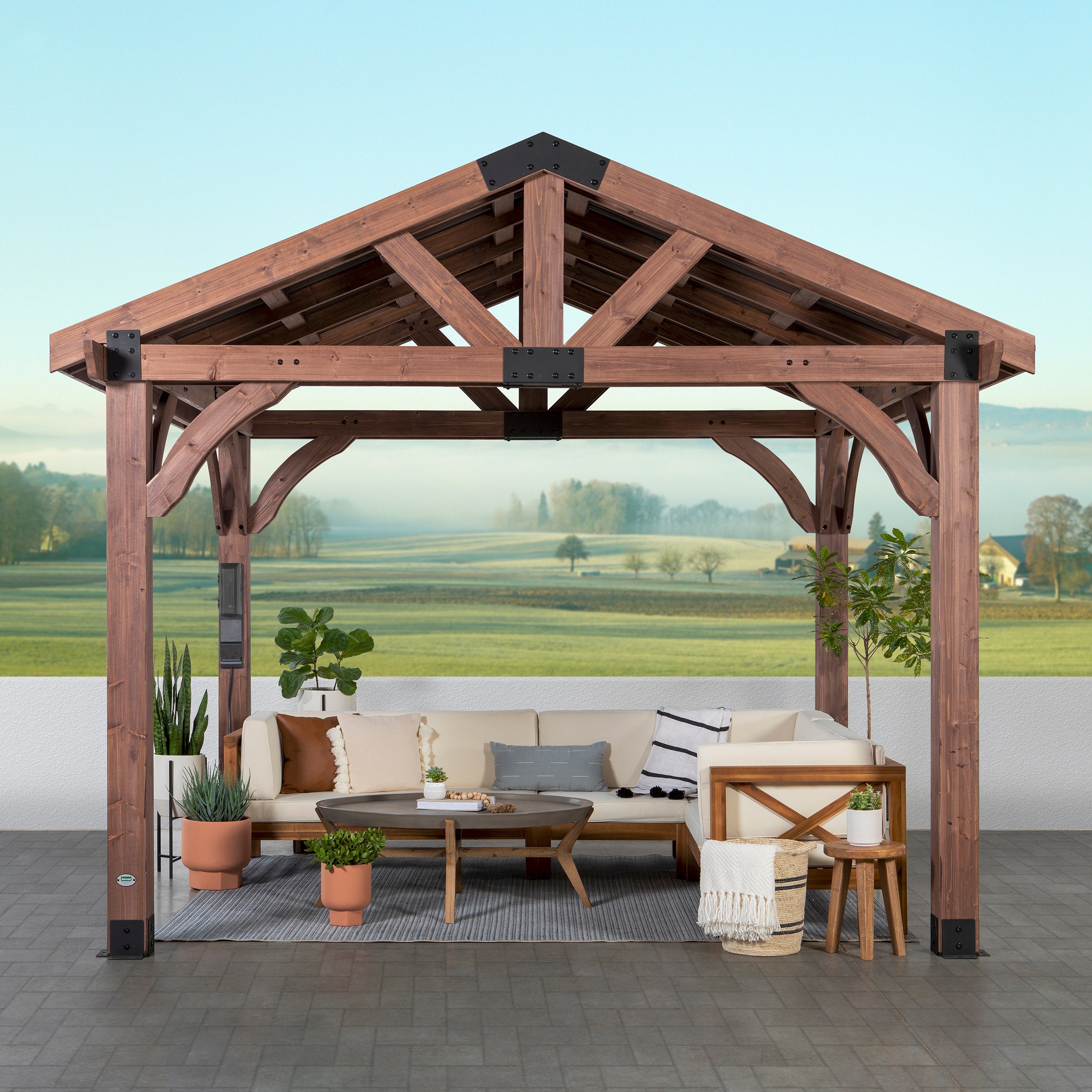 3.7m X 3m arlington gazebo dark brown