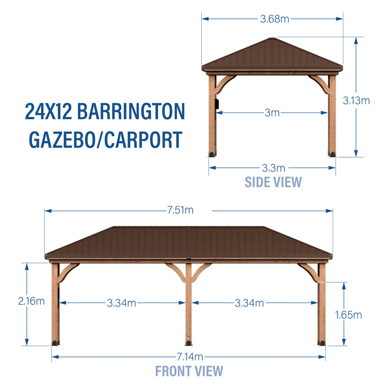 Barrington 24ft x 12ft Carport/Gazebo specifications