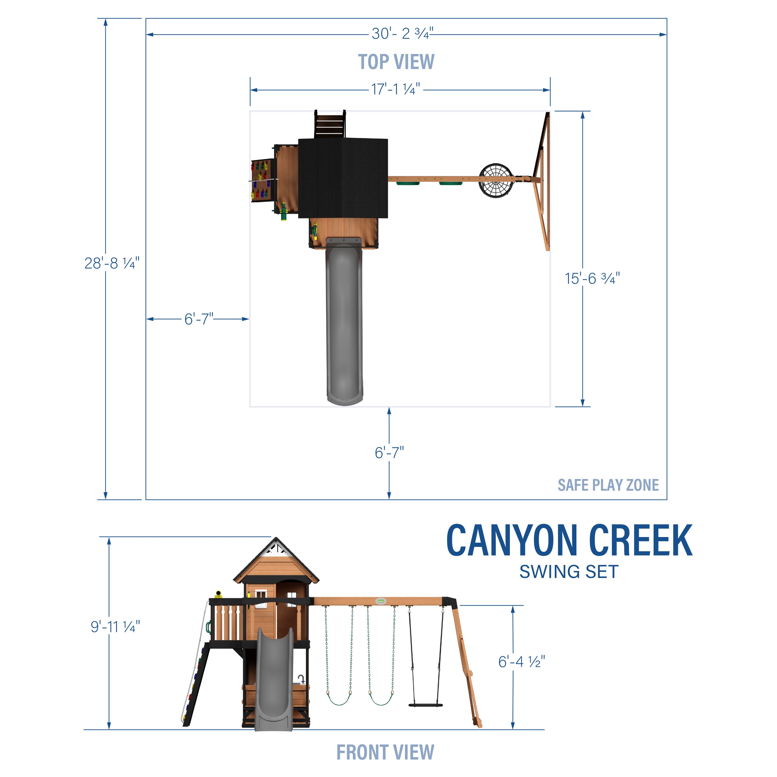 Canyon Creek Swing Set with Gray Wave Slide