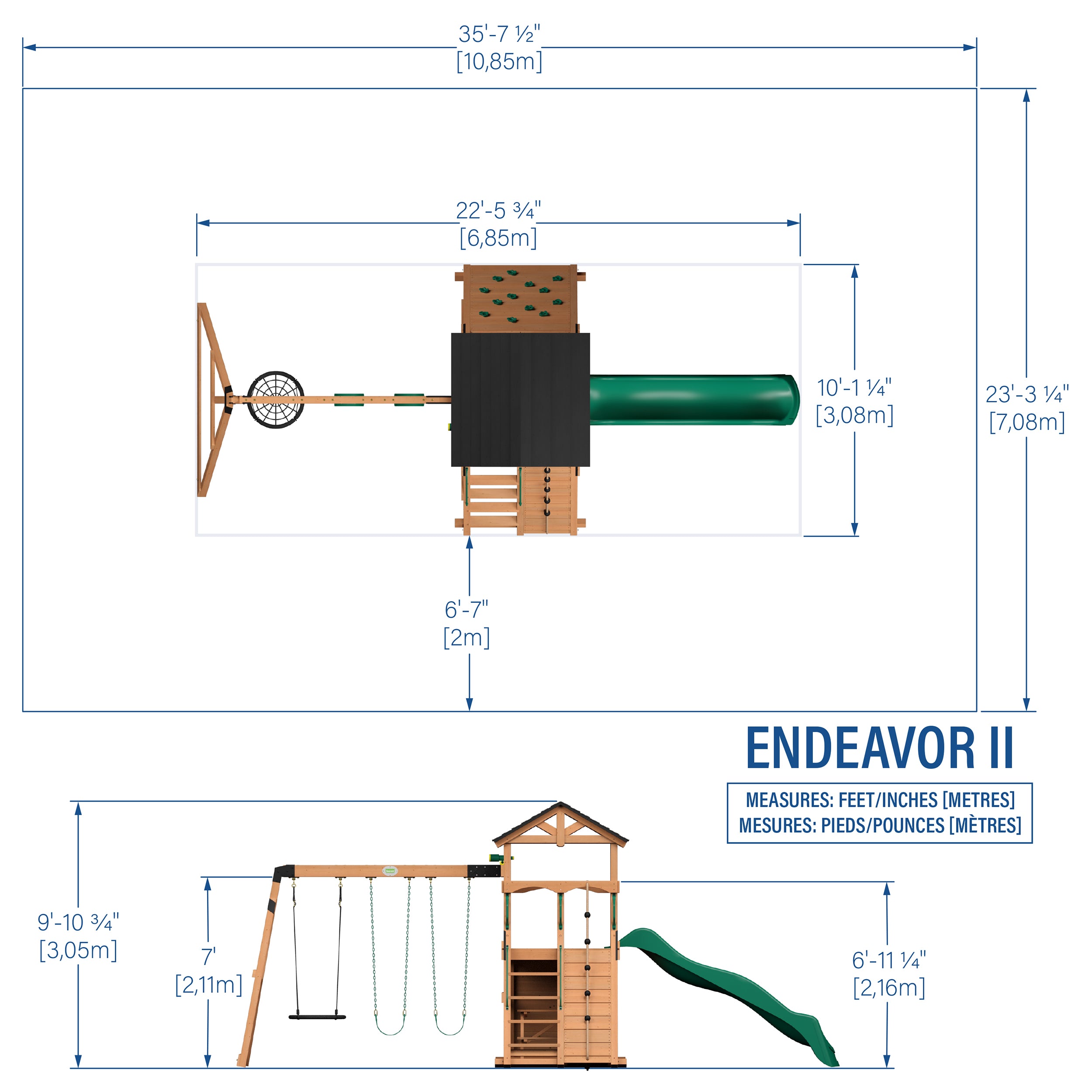 Portique Endeavor II avec toboggan Green Wave