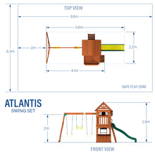 Load image into Gallery viewer, Atlantis Swing Set dimensions
