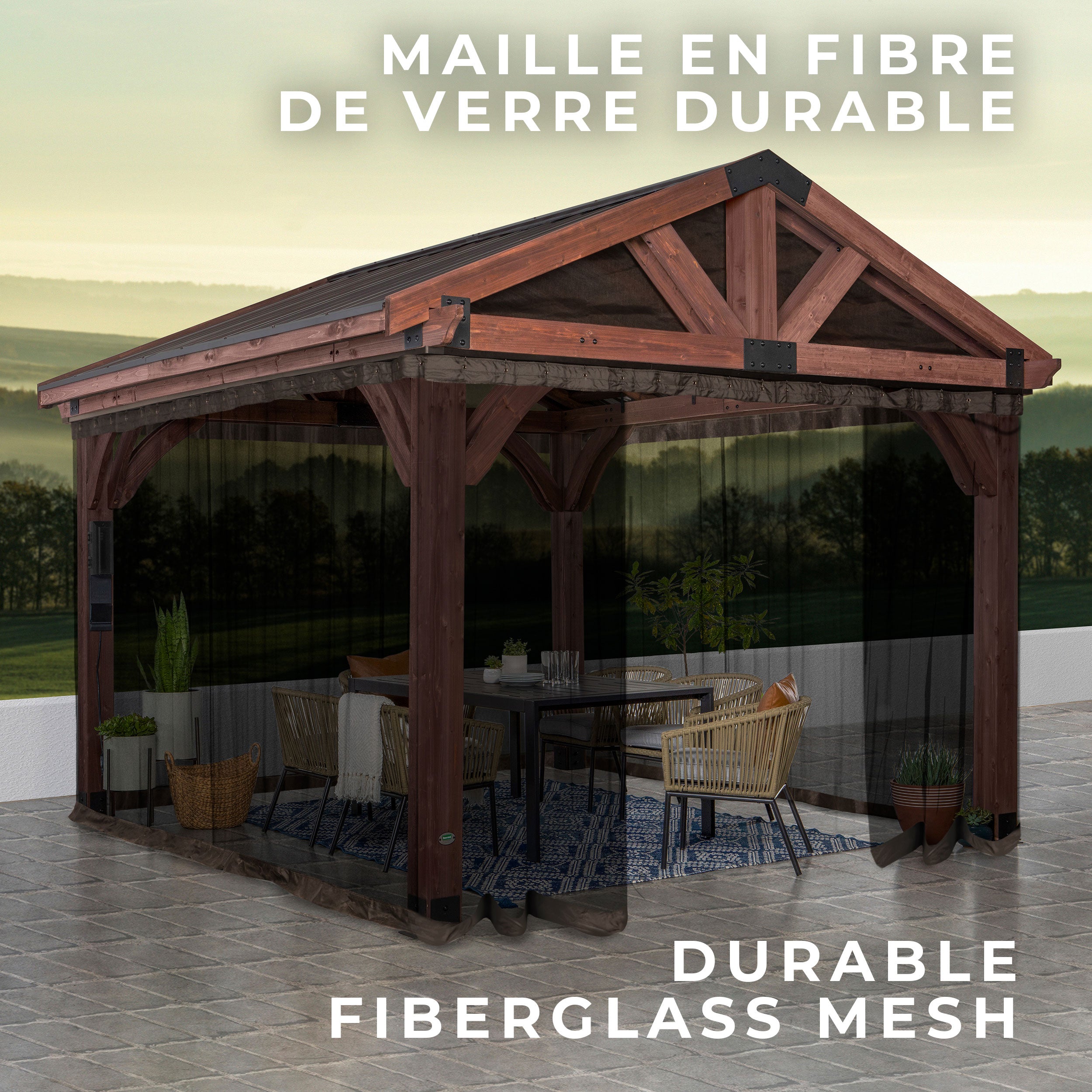Arlington Gazebo Mosquito Netting Fiberglass Mesh in French