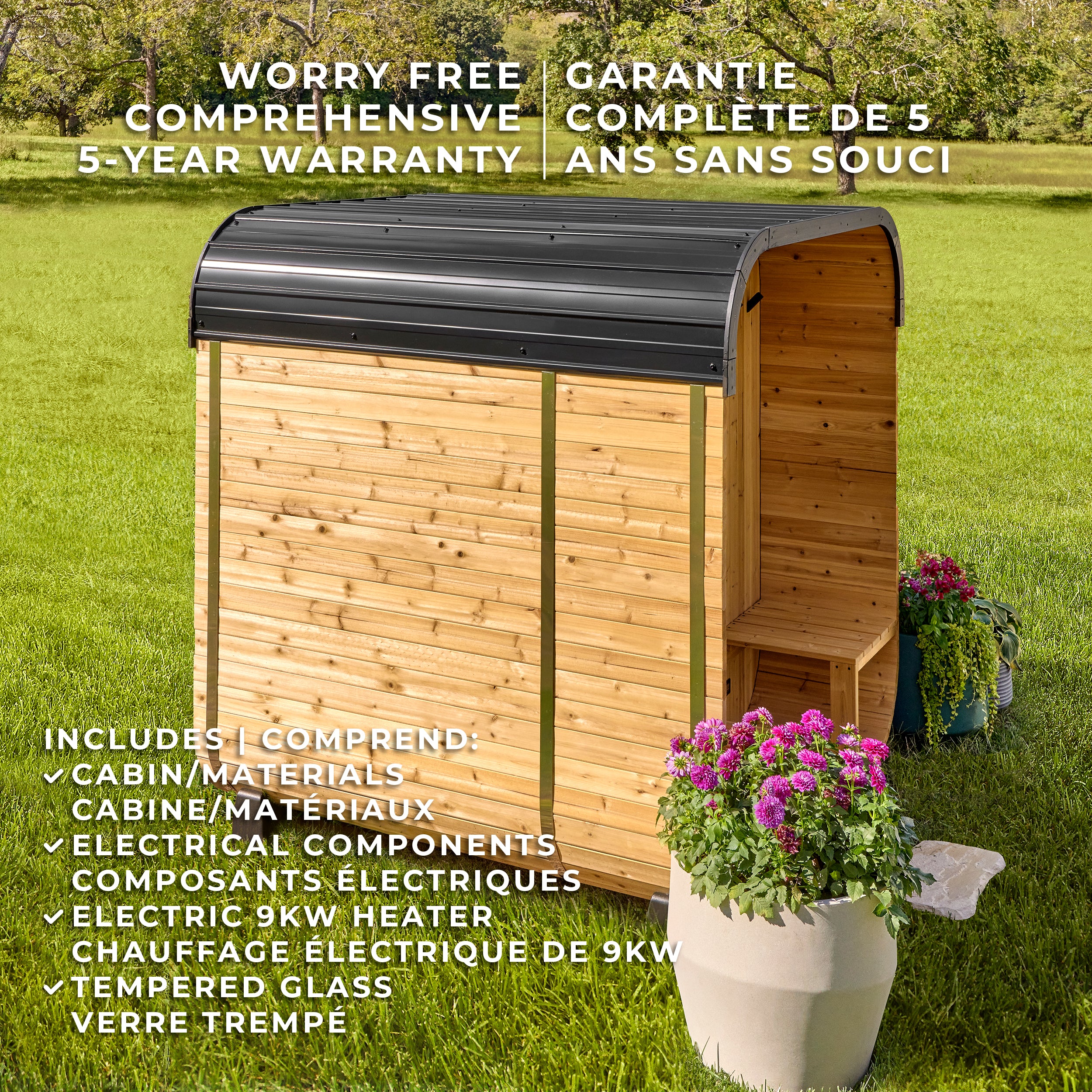 Lennon Outdoor Cube Sauna with Porch – 2-4 Person