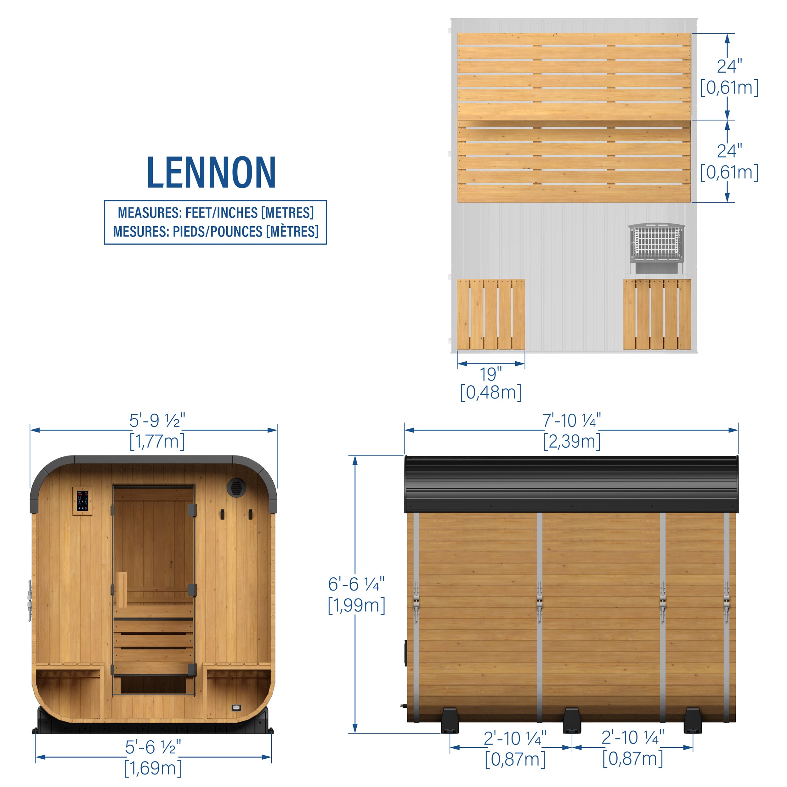 Lennon Outdoor Cube Sauna with Porch – 4-6 Person