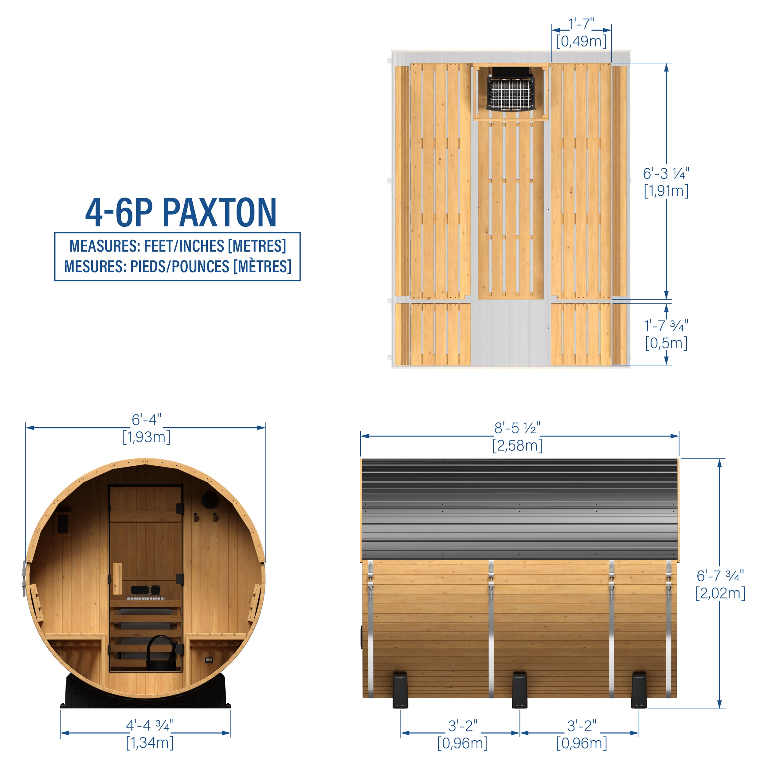 Paxton Outdoor Barrel Sauna with Porch – 4-6 Person