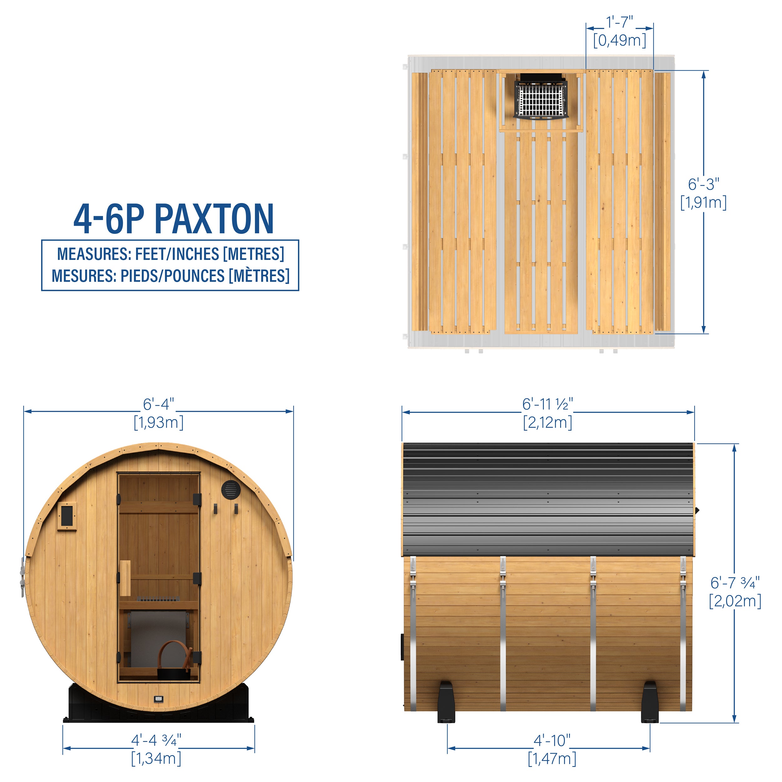 Paxton Outdoor Barrel Sauna – 4-6 Person