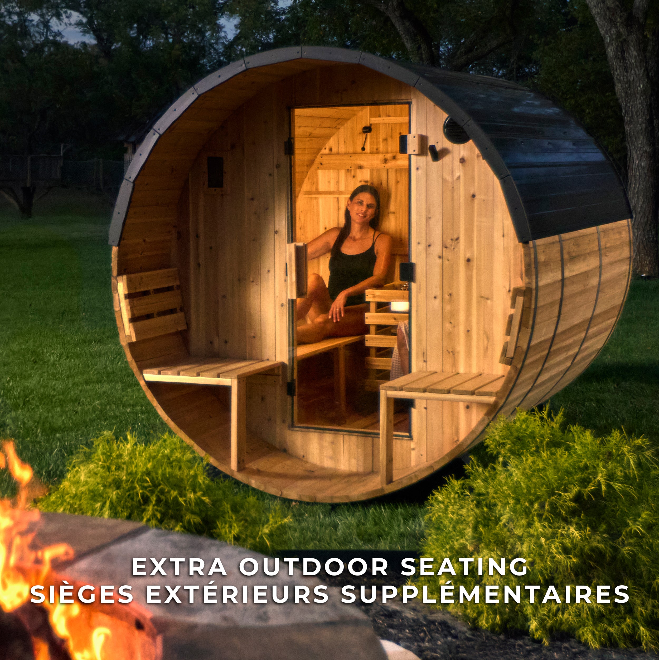 Paxton Outdoor Barrel Sauna with Porch – 2-4 Person