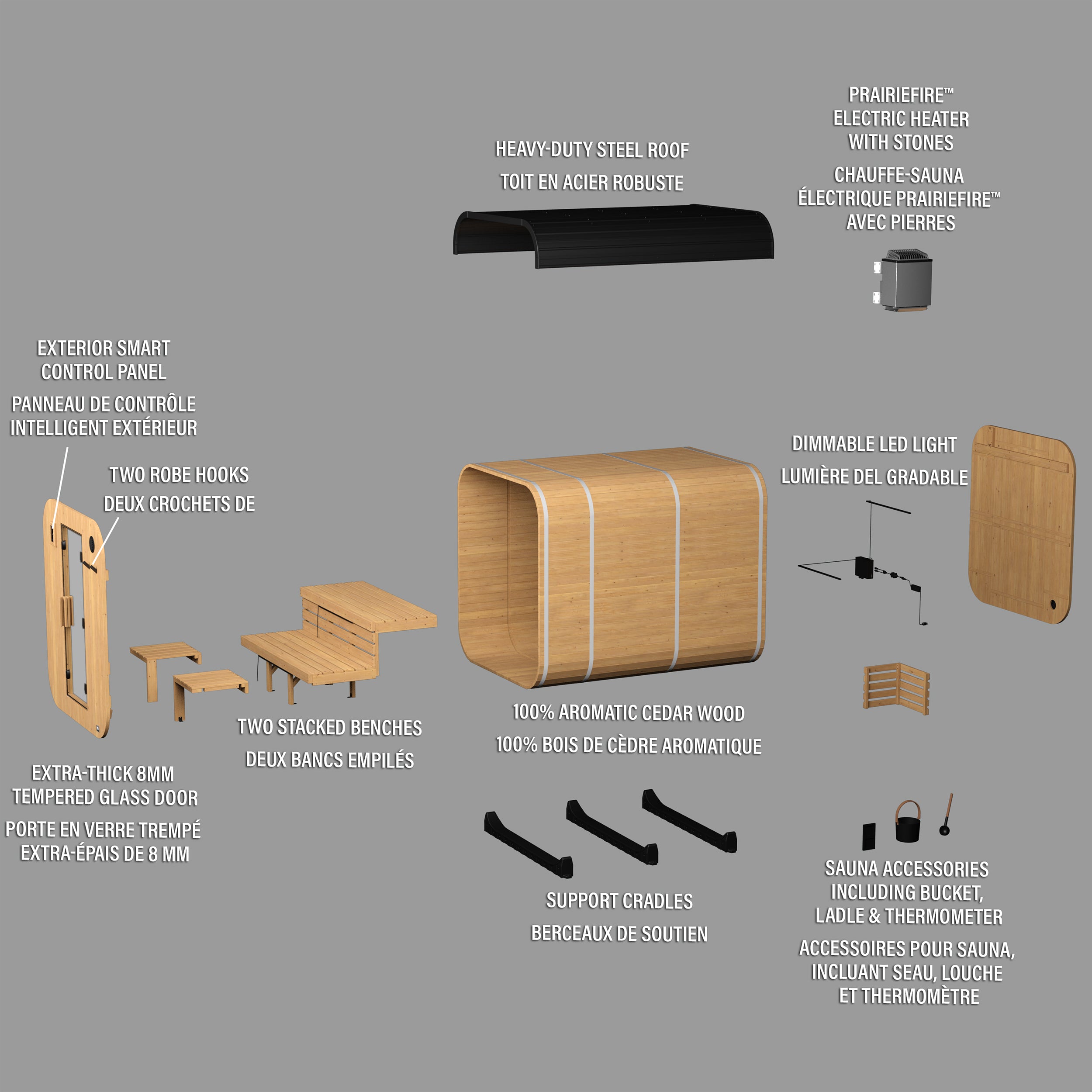 Lennon Outdoor Cube Sauna with Porch – 4-6 Person