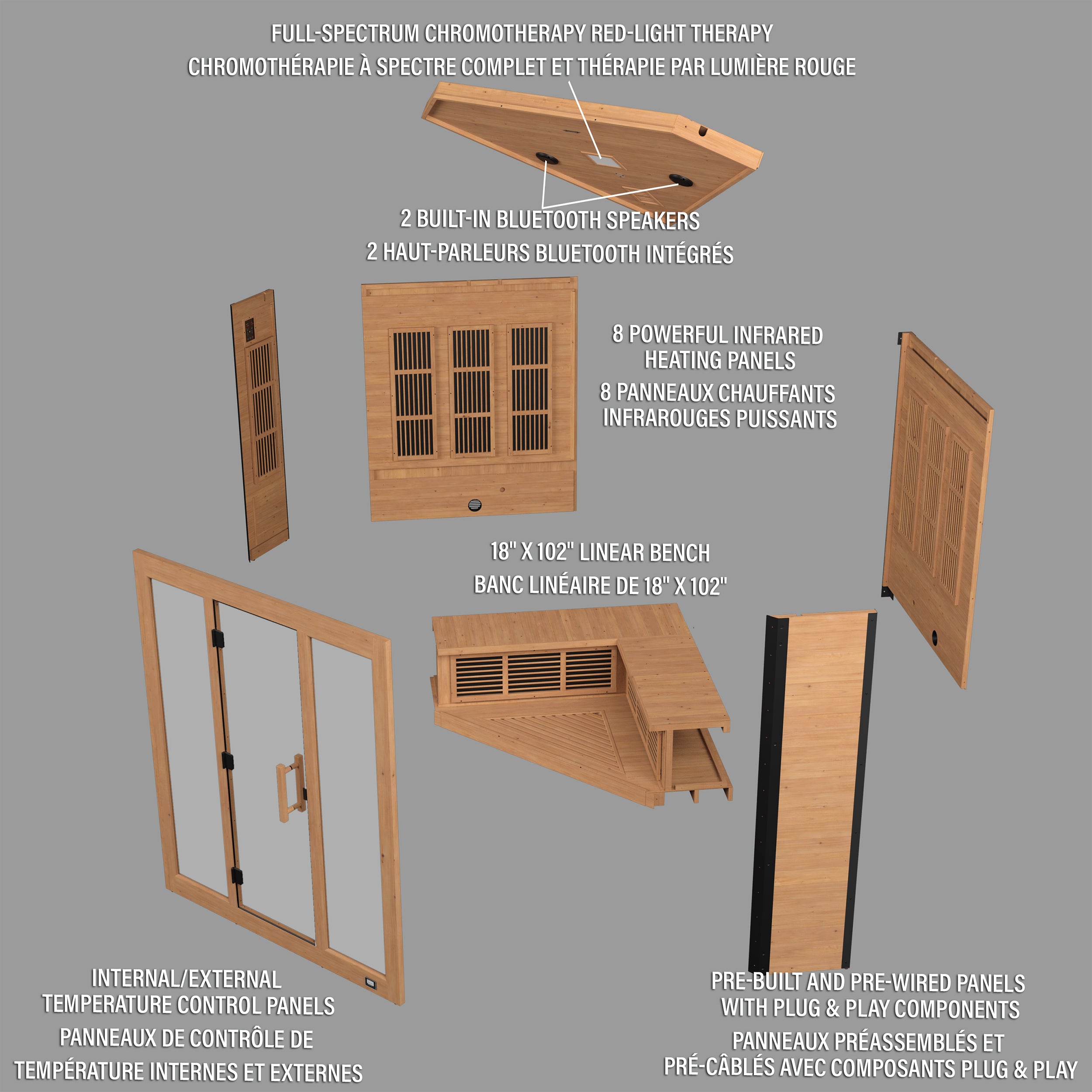 Rylan Indoor Infrared Corner Sauna – 4 Person