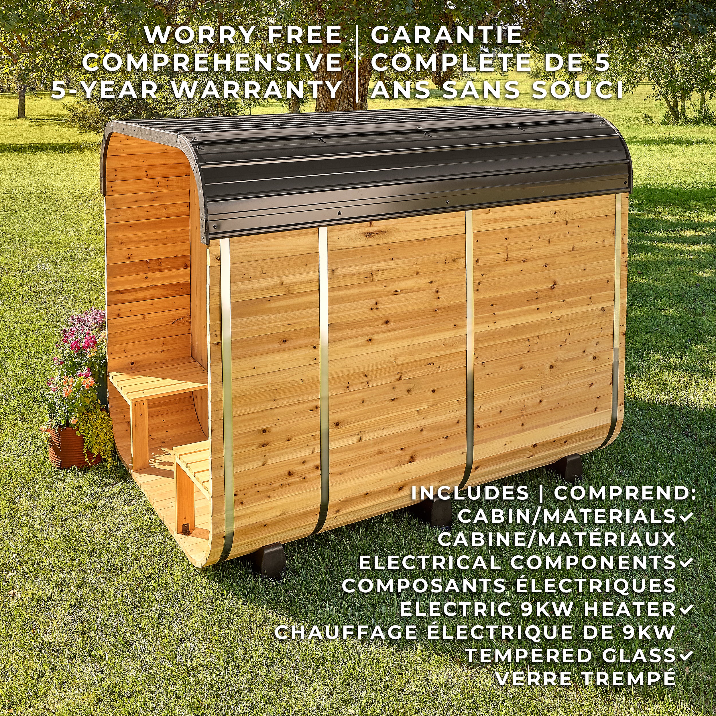 Lennon Outdoor Cube Sauna with Porch – 4-6 Person