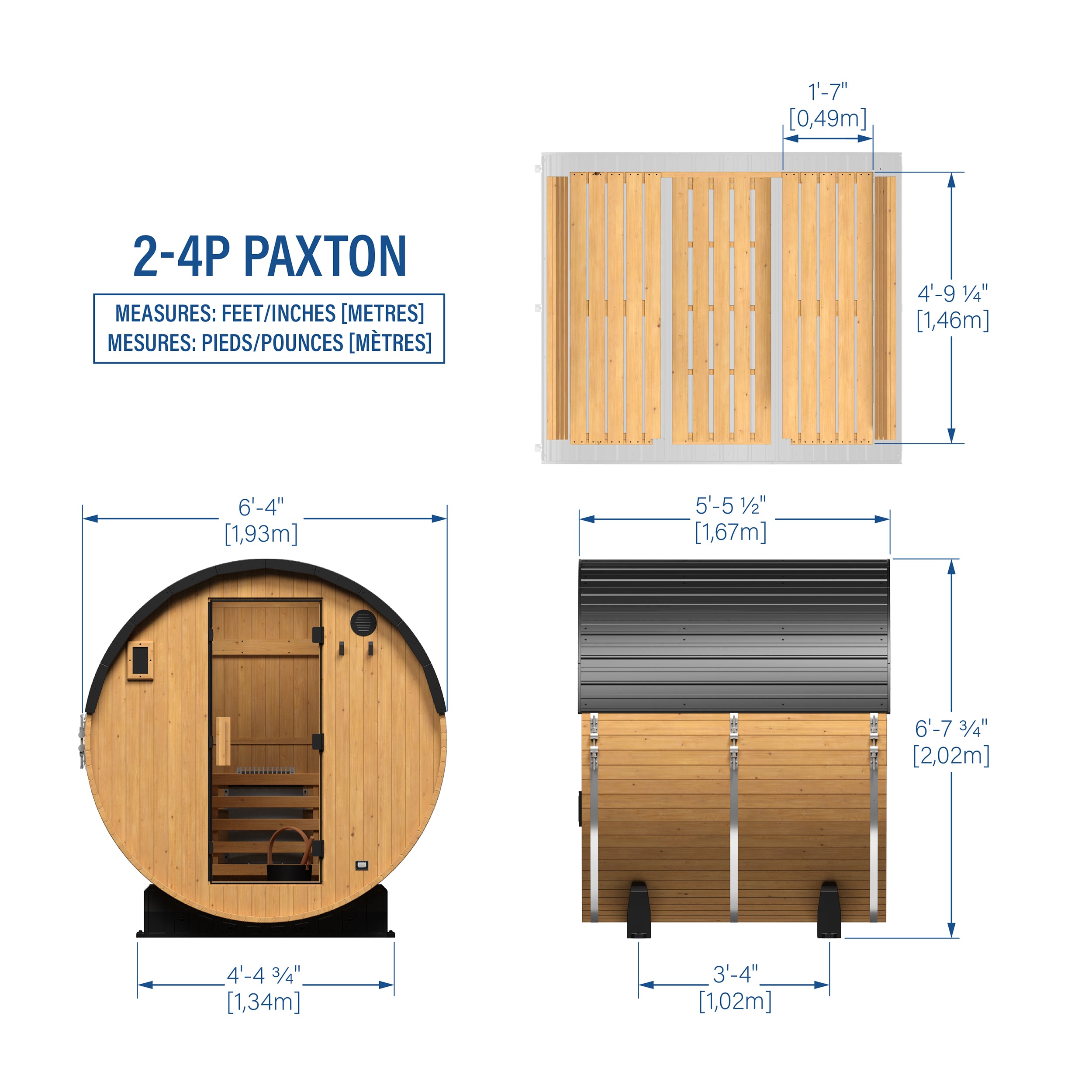 Paxton Outdoor Barrel Sauna – 2-4 Person
