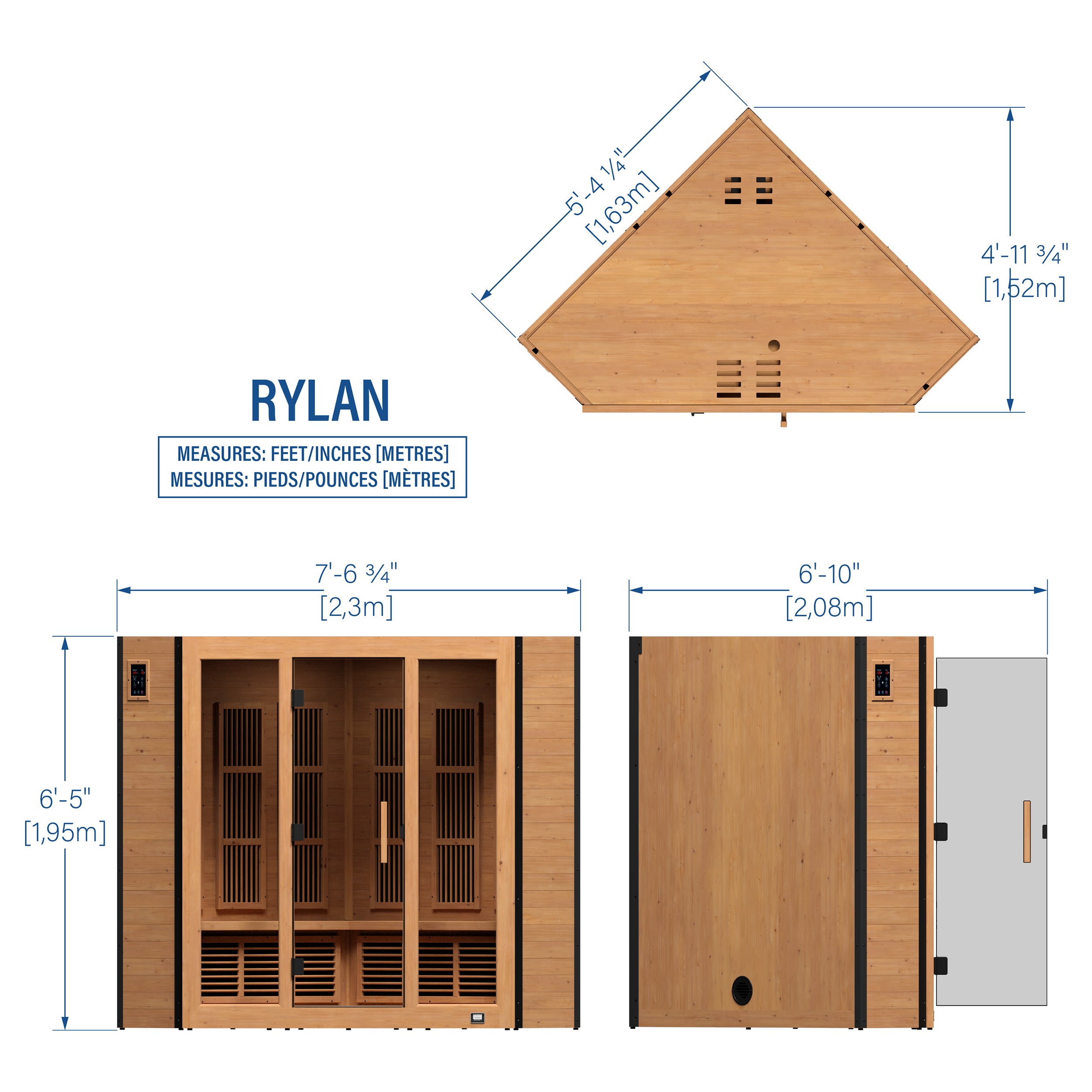 Rylan Indoor Infrared Corner Sauna – 4 Person