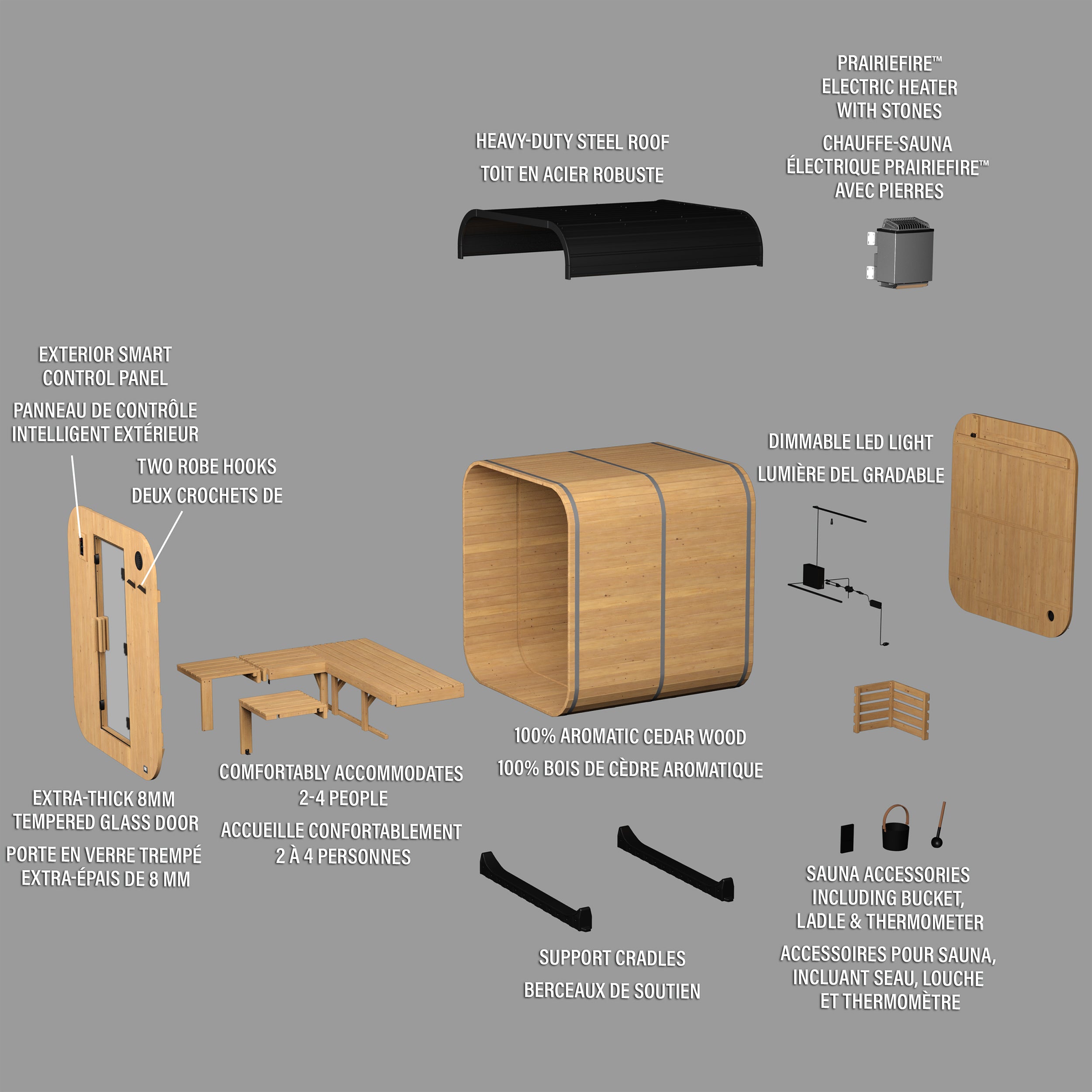 Lennon Outdoor Cube Sauna with Porch – 2-4 Person