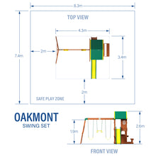 Load image into Gallery viewer, Oakmont Wooden Swing Set Diagram Metric
