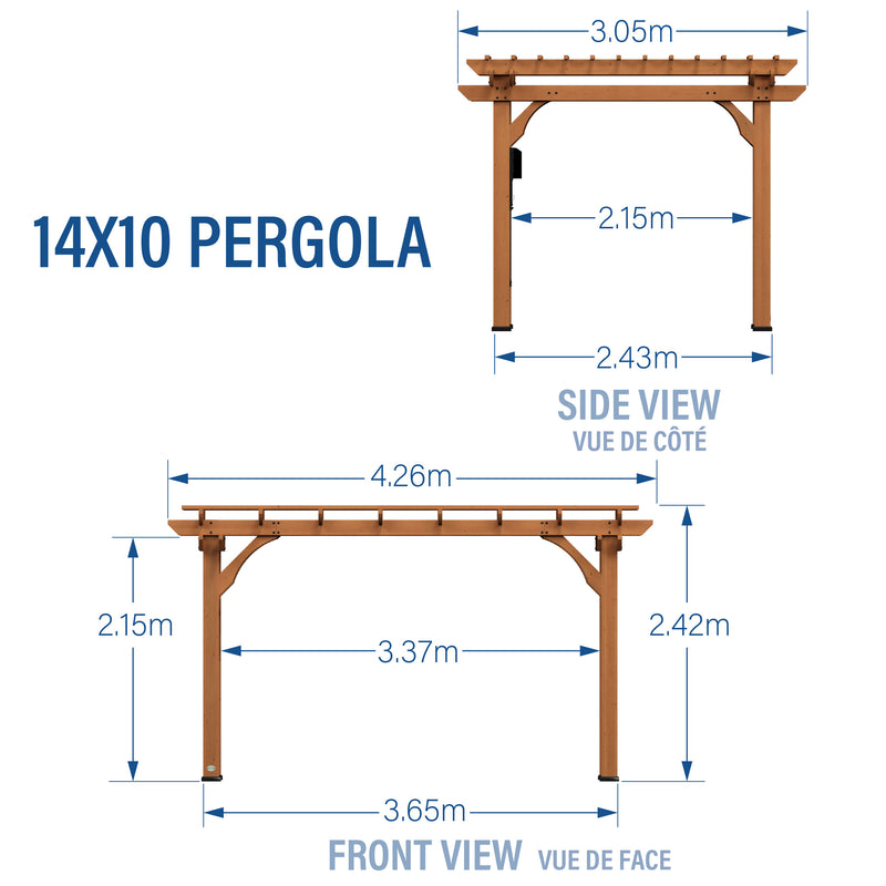 4.3m x 3m Beaumont Pergola (14ft x 10ft) specifications