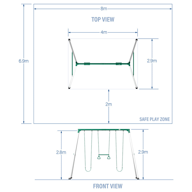 Big Brutus Heavy-Duty Metal A-Frame Swing Set specifications