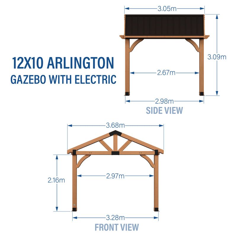 3.7m x 3m Arlington Gazebo with Electric (12ft x10ft) specifications