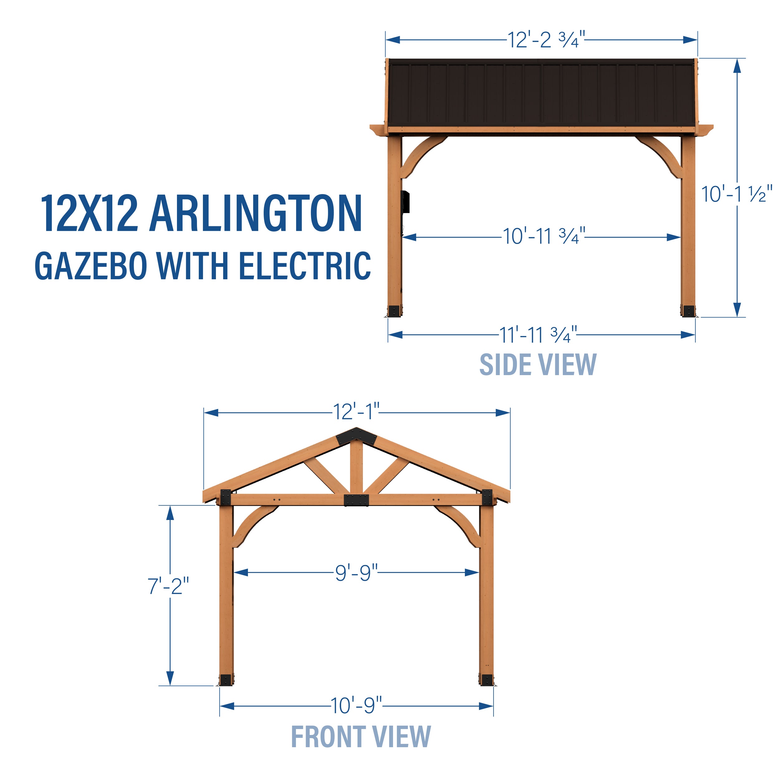 3.7m x 3.7m Arlington Gazebo with Electric (12ft x 12ft)