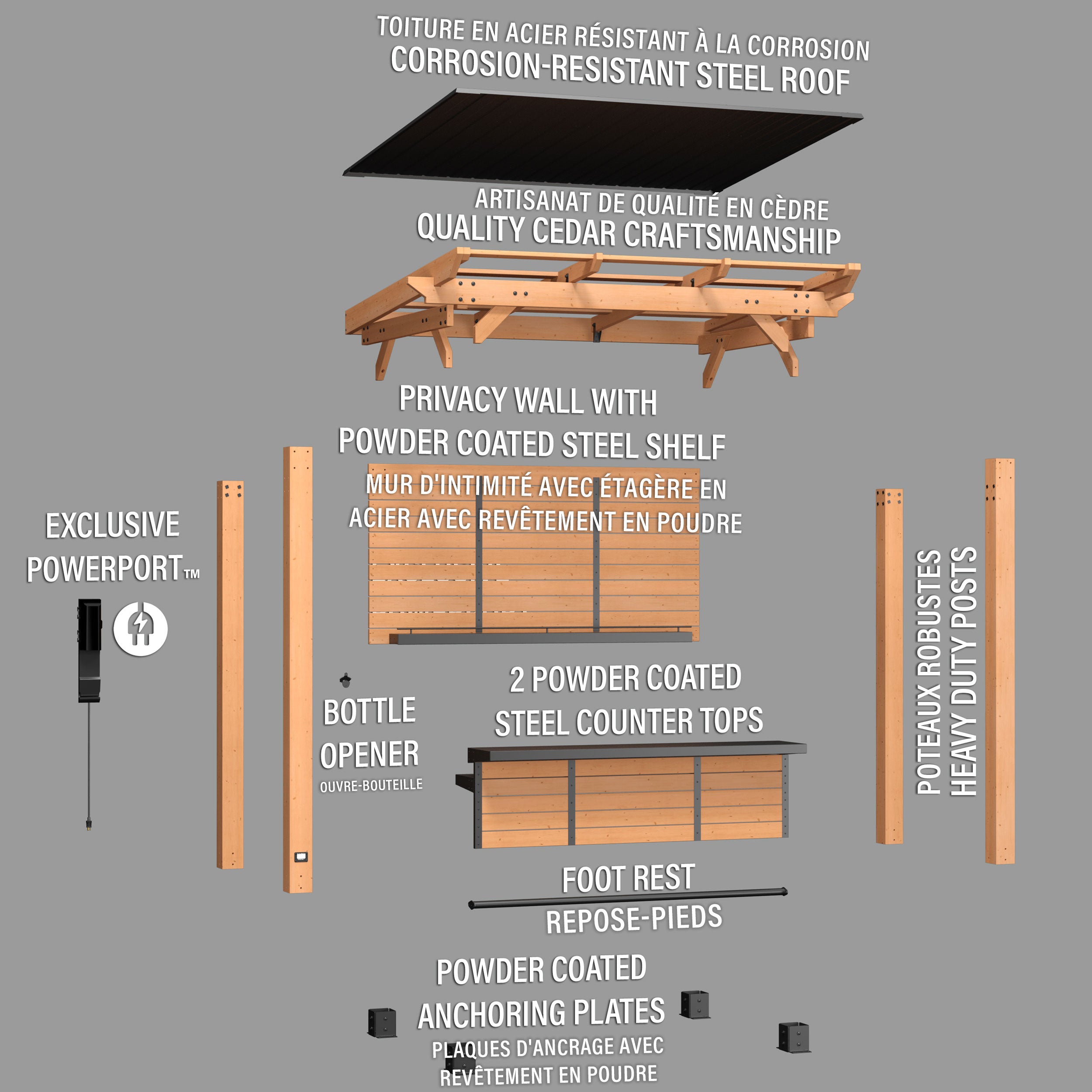 Cedar Springs Outdoor Bar French Exploded View