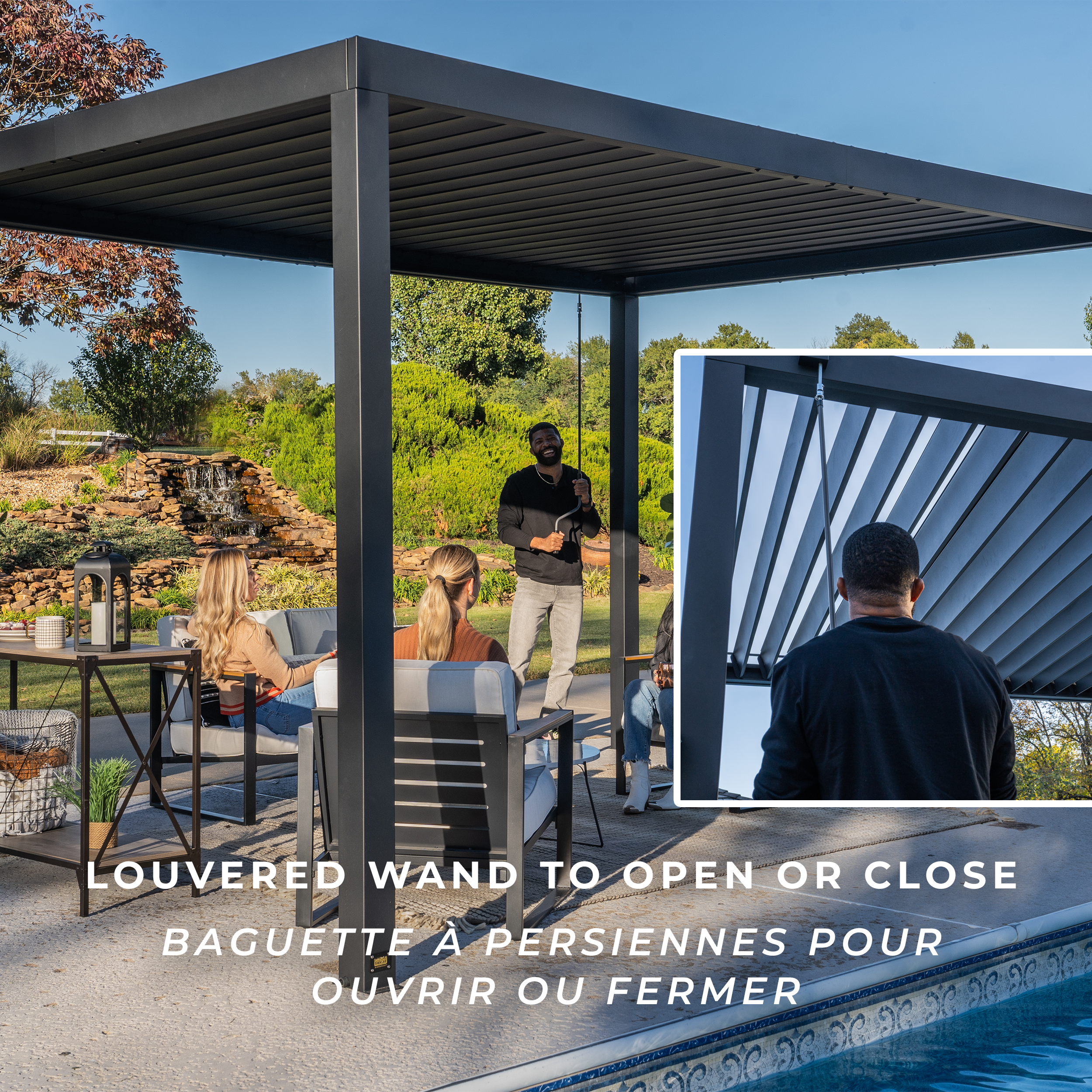4.9m X 3m Sarasota Louvered Wand to Open or Close Louvers