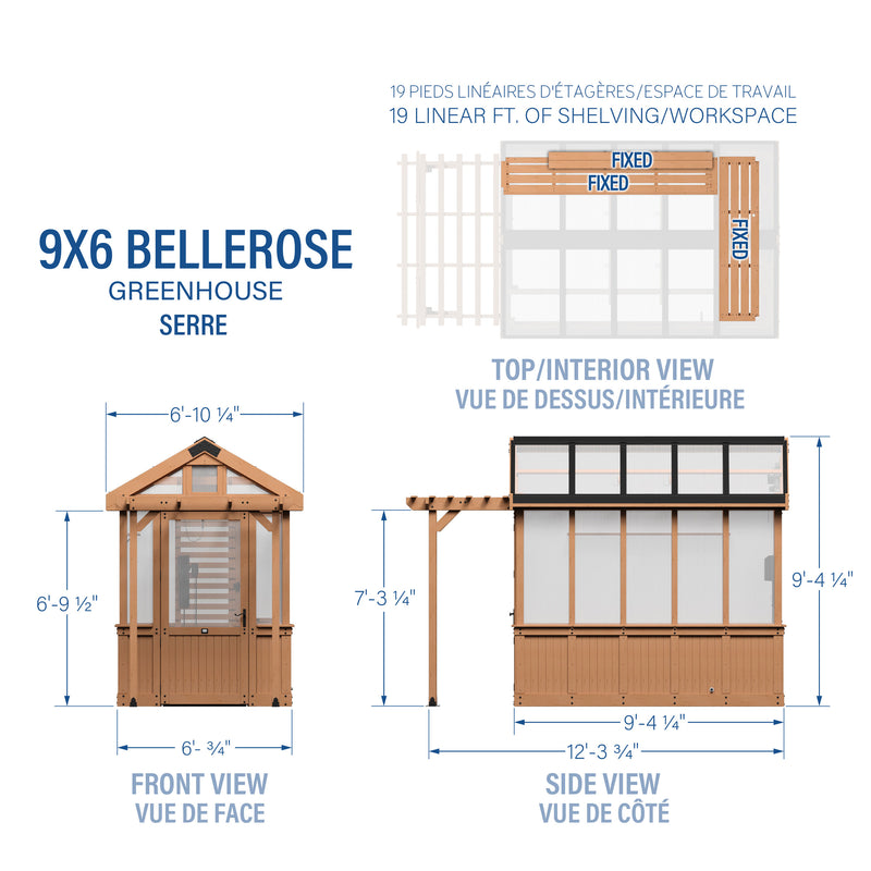 Bellerose Greenhouse (9ft x 6ft) specifications