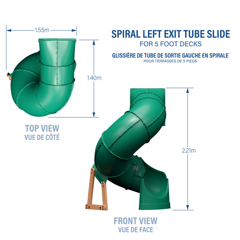 Spiral Left Exit Tube Slide for 1.5 Meter Decks specifications