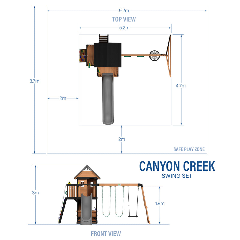 Canyon Creek Swing Set with Gray Wave Slide specifications