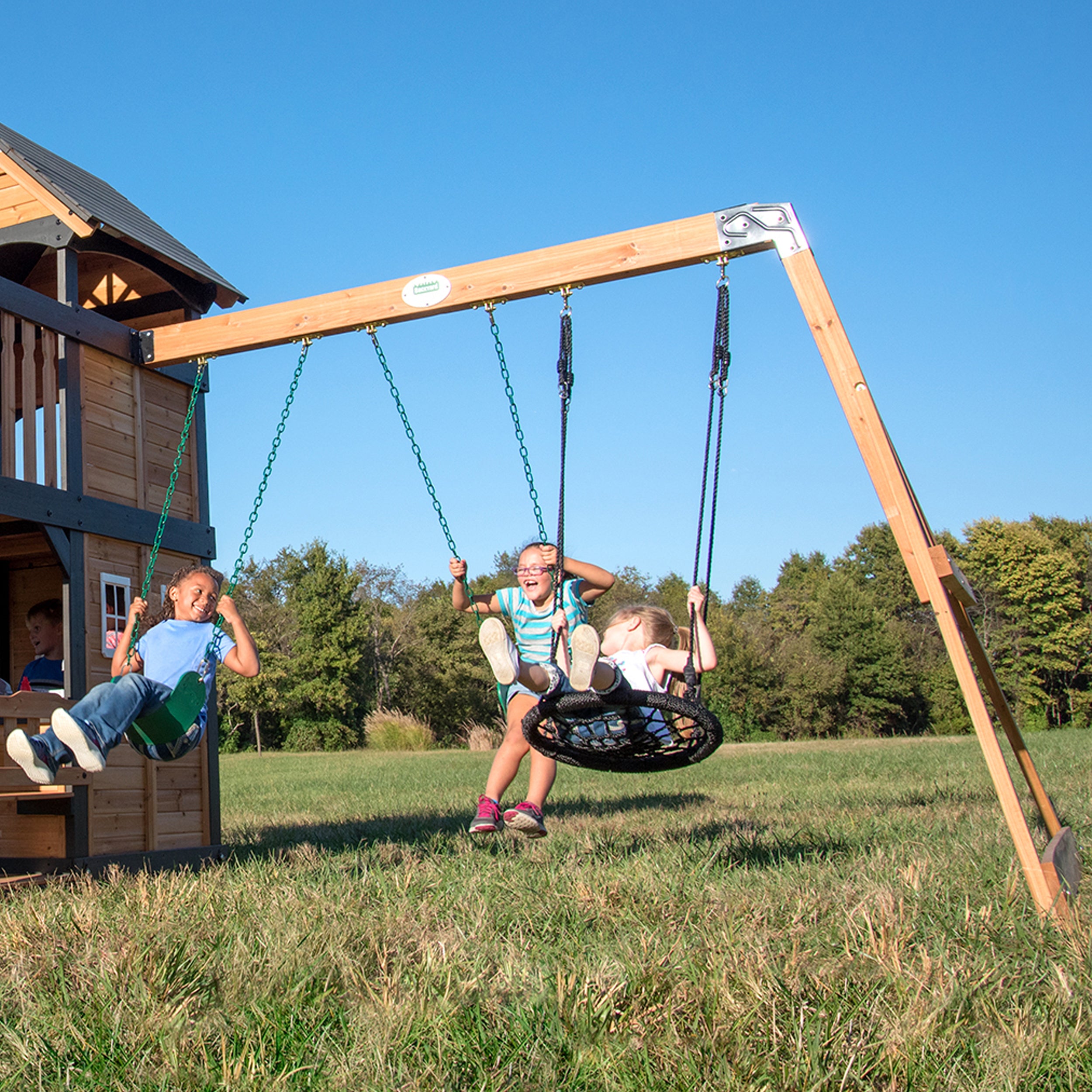 Canyon Creek Swing Set with Gray Wave Slide