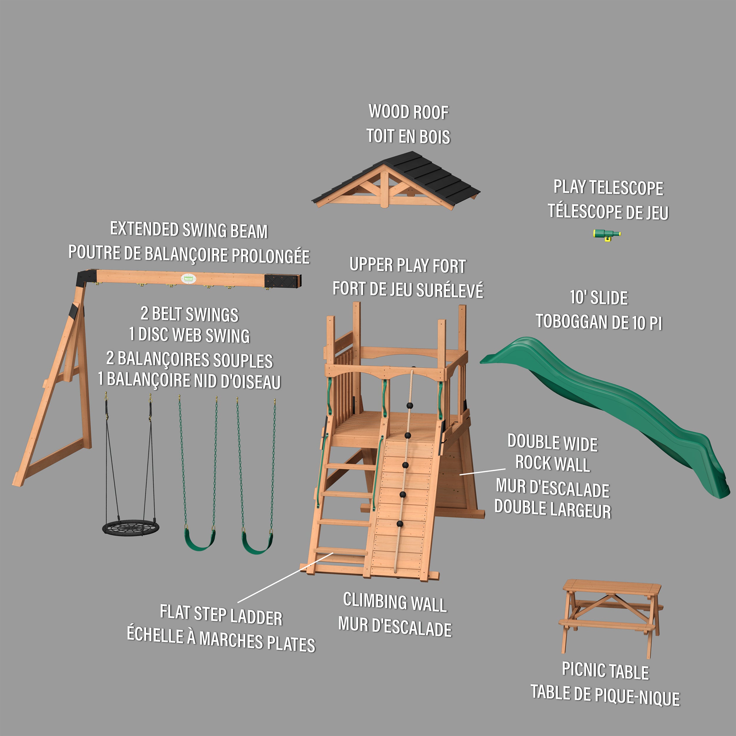 ENDEAVOR RANGER 141cm LINKバインセット Portique Endeavor II avec toboggan Green Wave