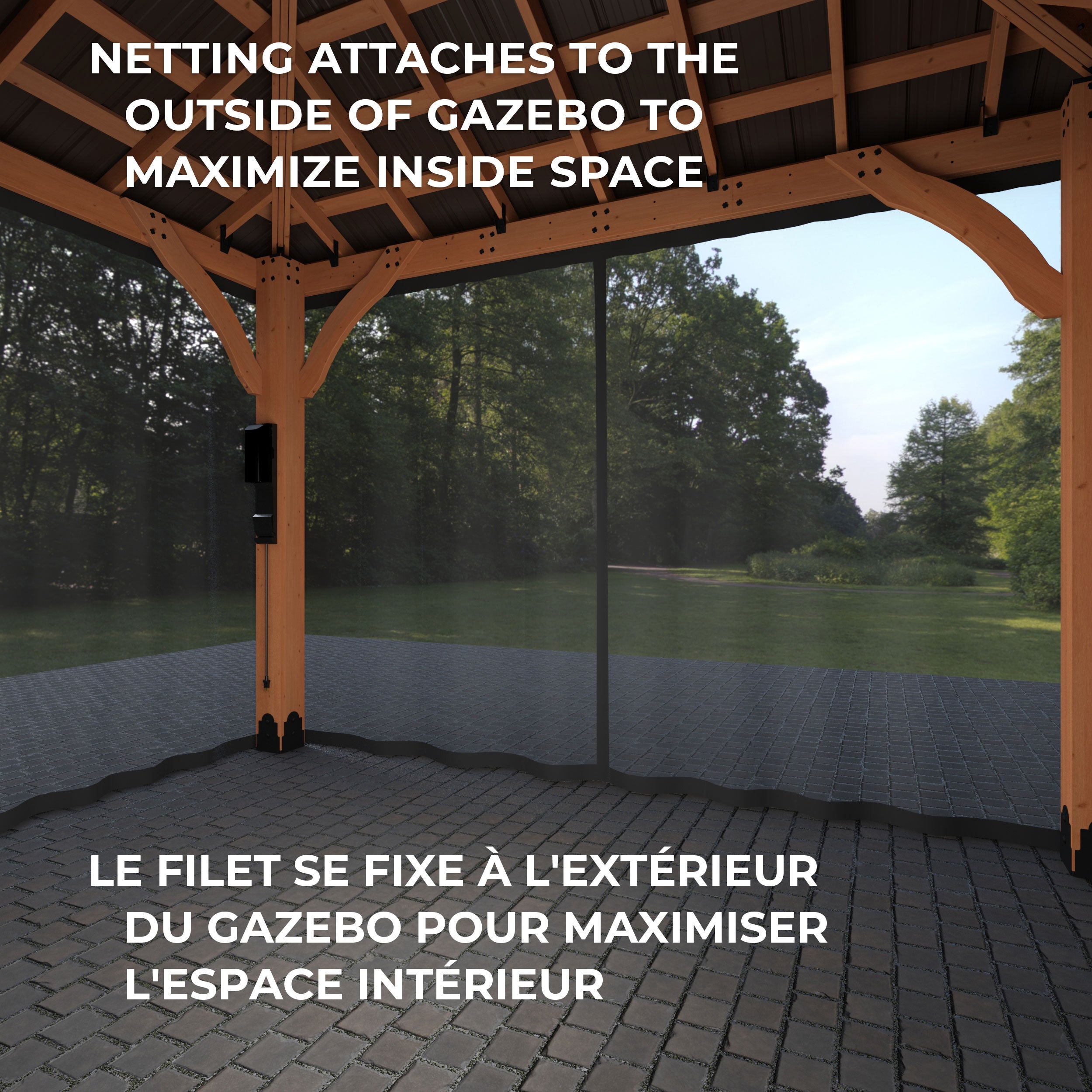 Acadia Gazebo Mosquito Netting Exterior Attachment in French