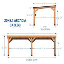 Load image into Gallery viewer, 20x9.5 Arcadia Gazebo Diagram_Inches
