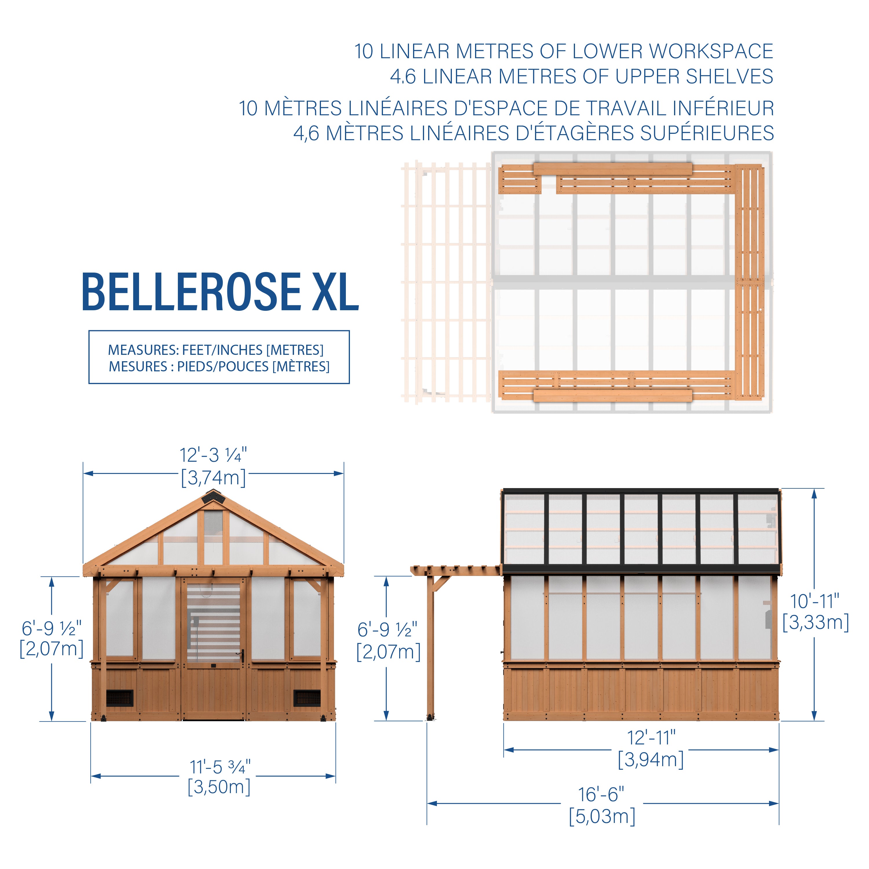 Bellerose XL Footprint Diagram Metric and Imperial