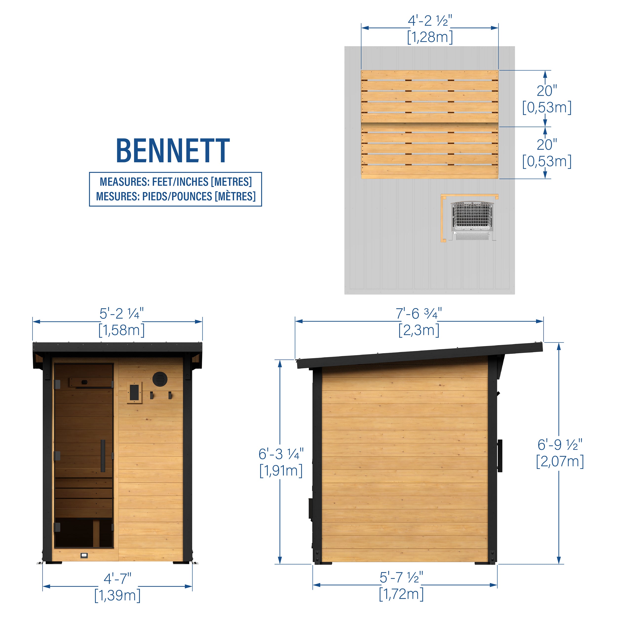 Sauna extérieur Bennett–2 à 4 personnes