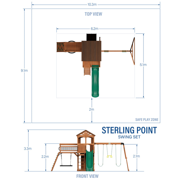 Sterling Point Swing Set with Green Wave Slide