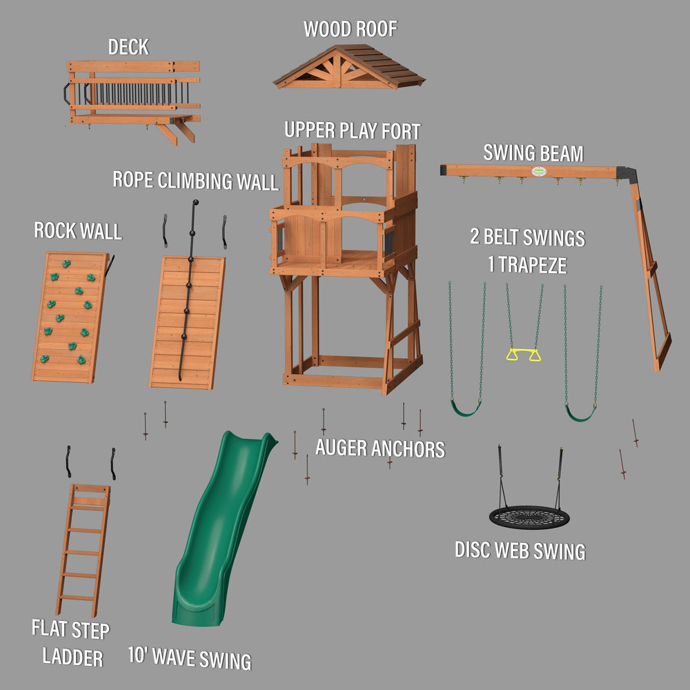 Swing Exploded View Sterling Point Swing Set with Green Wave Slide – Backyard Discovery Canada