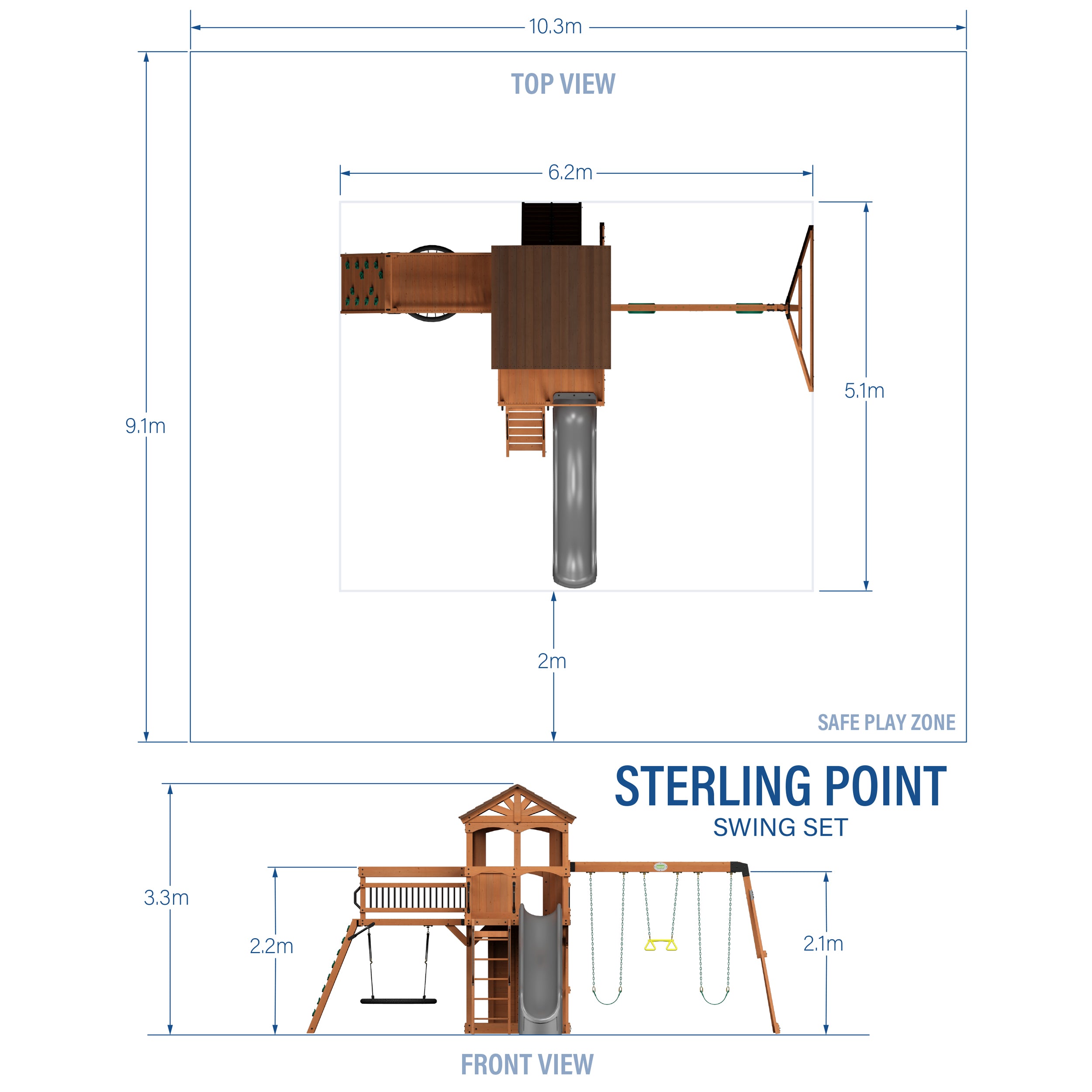 Sterling Point Swing Set with Gray Wave Slide
