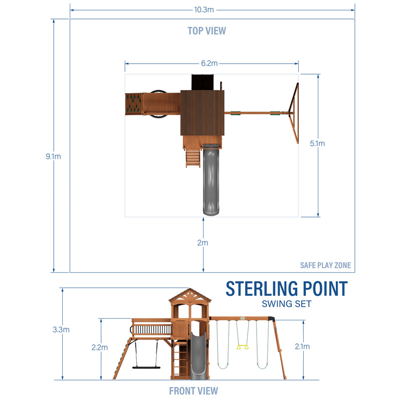 Sterling Point Swing Set with Gray Wave Slide specifications