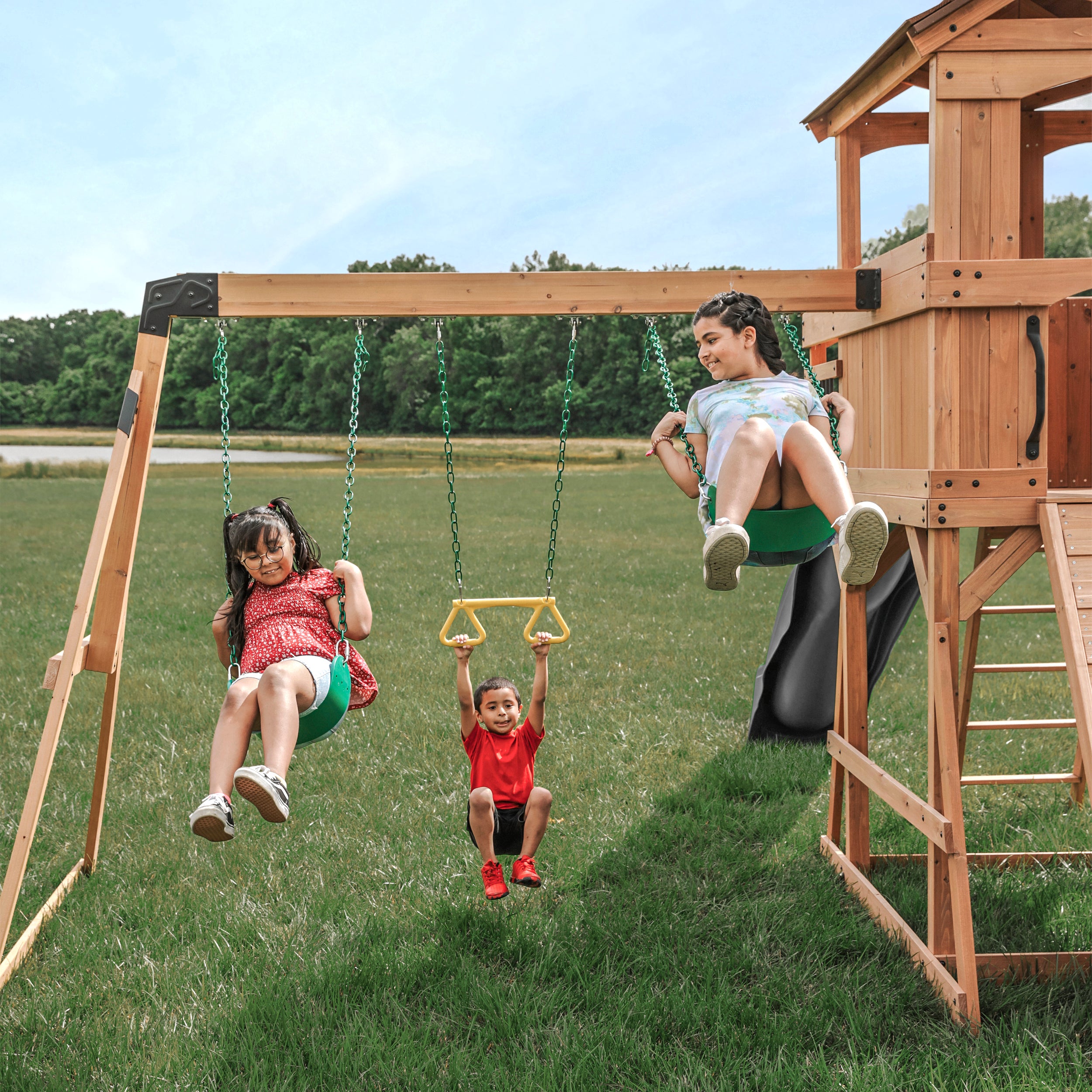 Sterling Point Swing Set with Gray Wave Slide