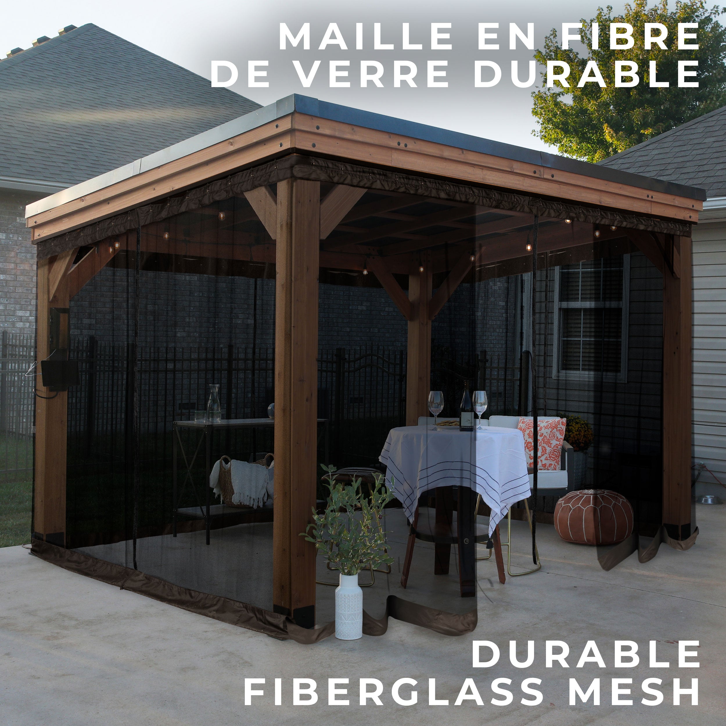 Acadia Gazebo Mosquito Netting Fiberglass Mesh in French