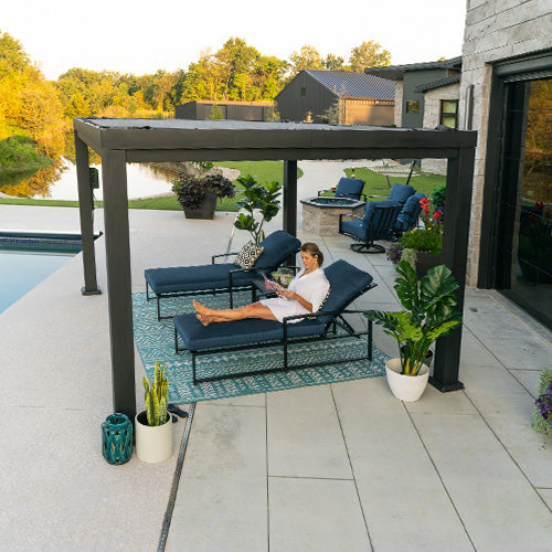 metal pergola poolside