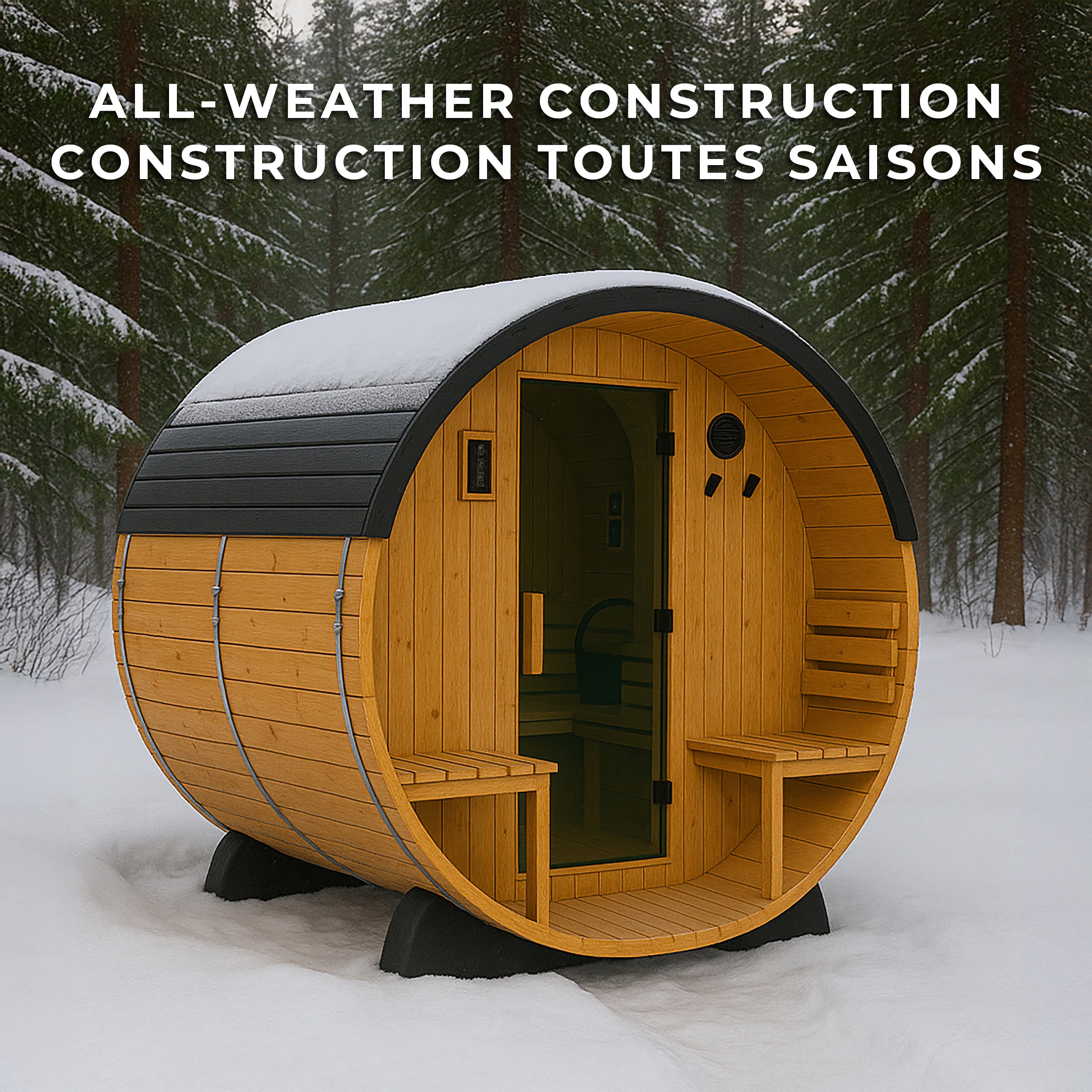 Paxton Outdoor Barrel Sauna with Porch – 2-4 Person