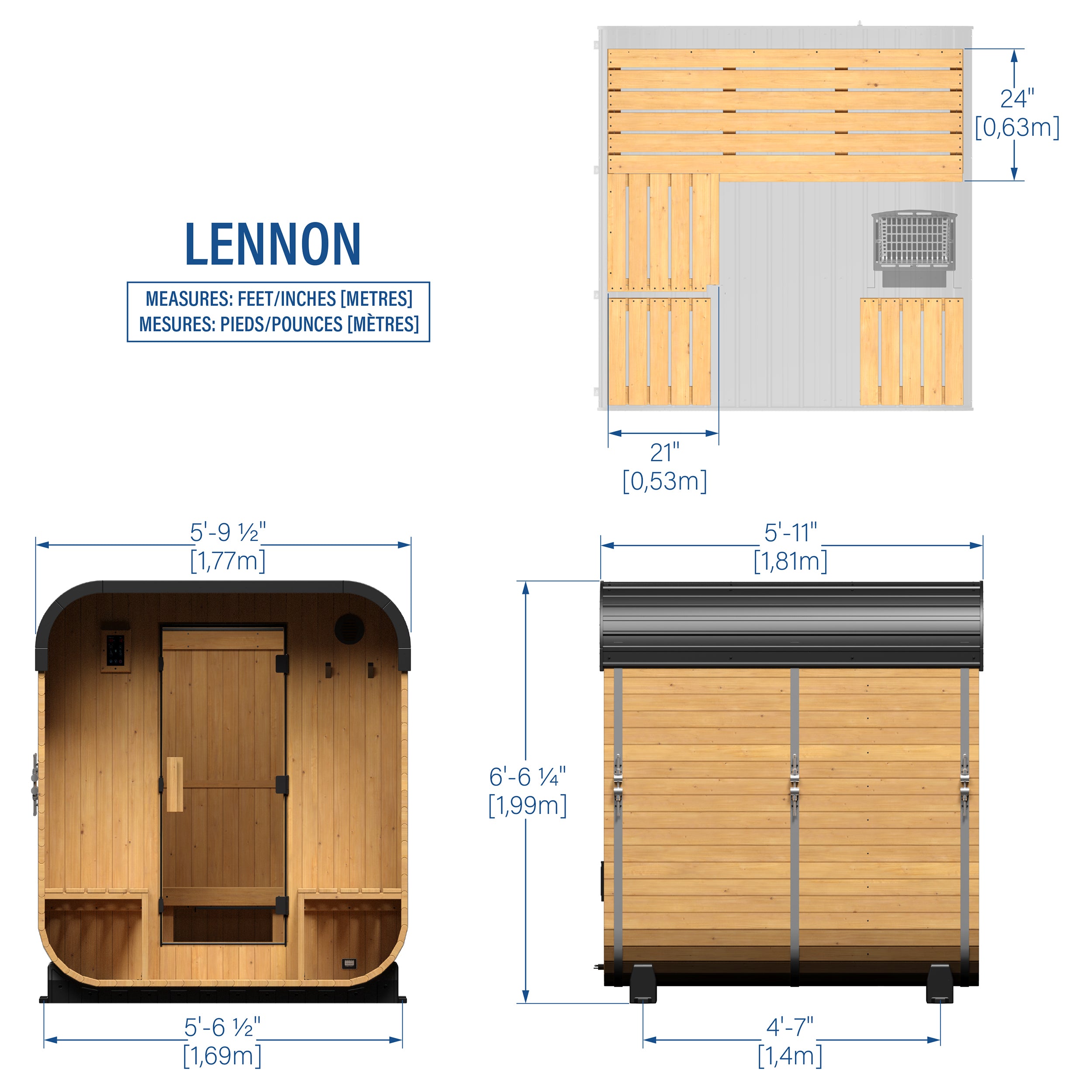 Lennon Outdoor Cube Sauna with Porch – 2-4 Person