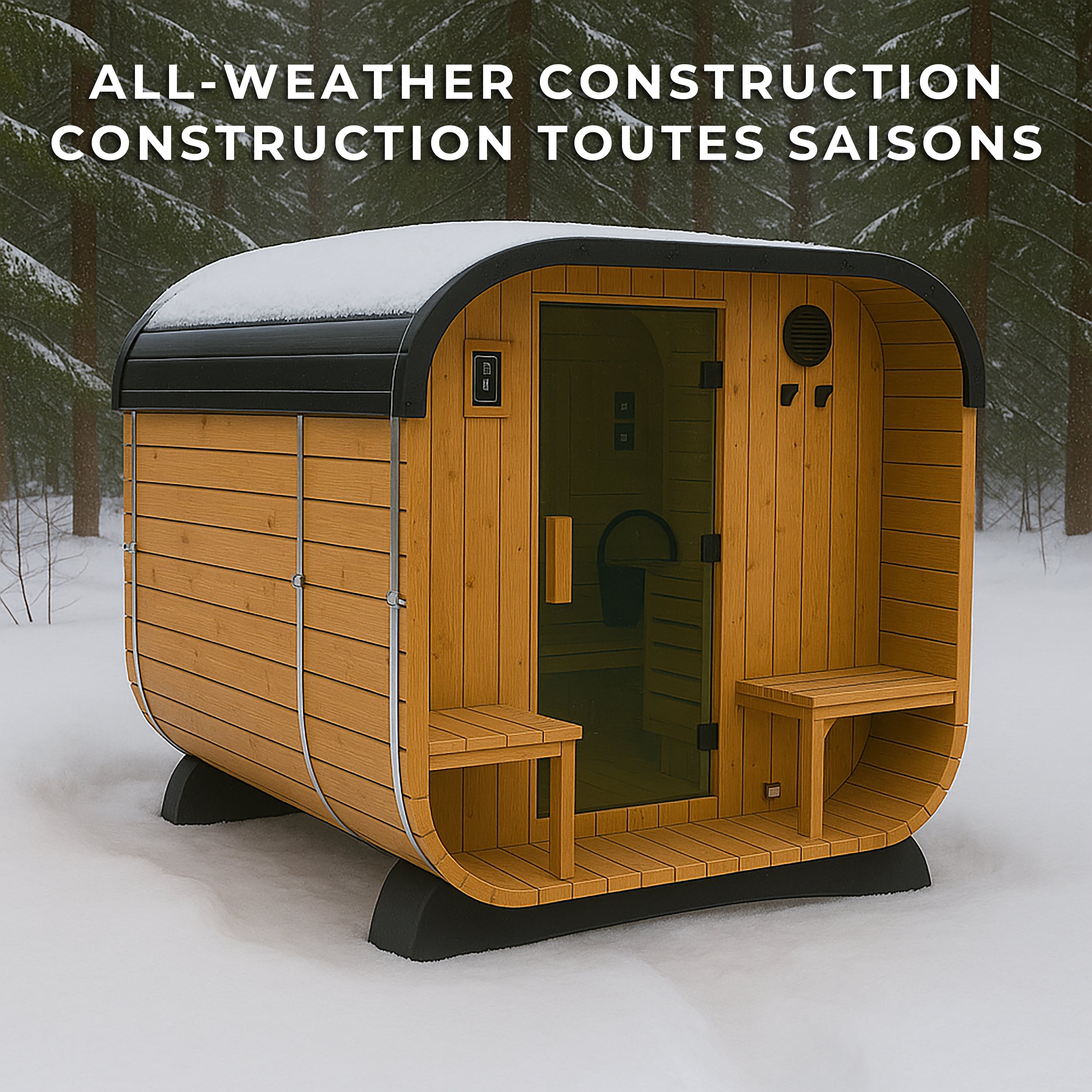 Lennon Outdoor Cube Sauna with Porch – 2-4 Person