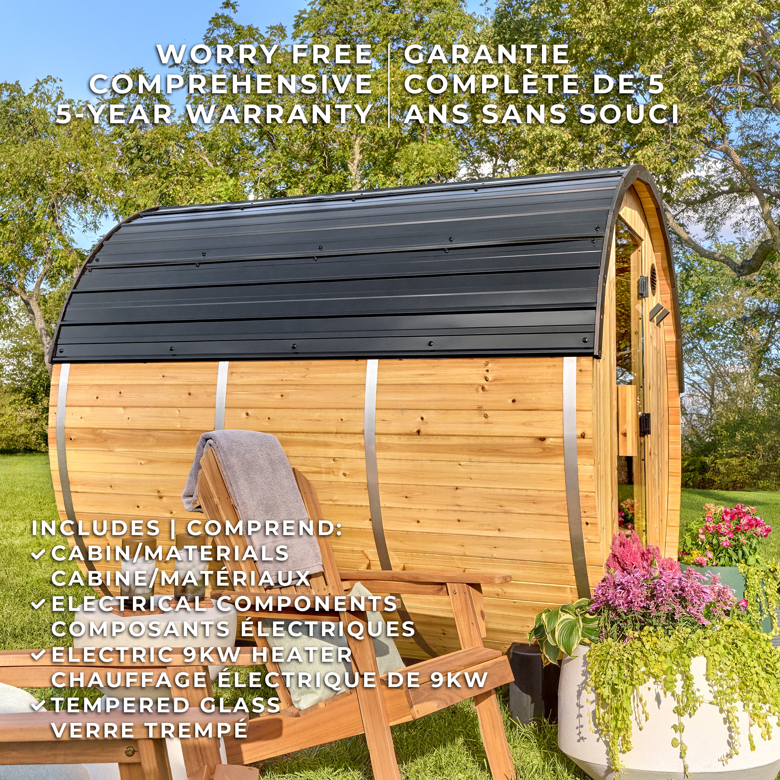 Paxton Outdoor Barrel Sauna – 4-6 Person