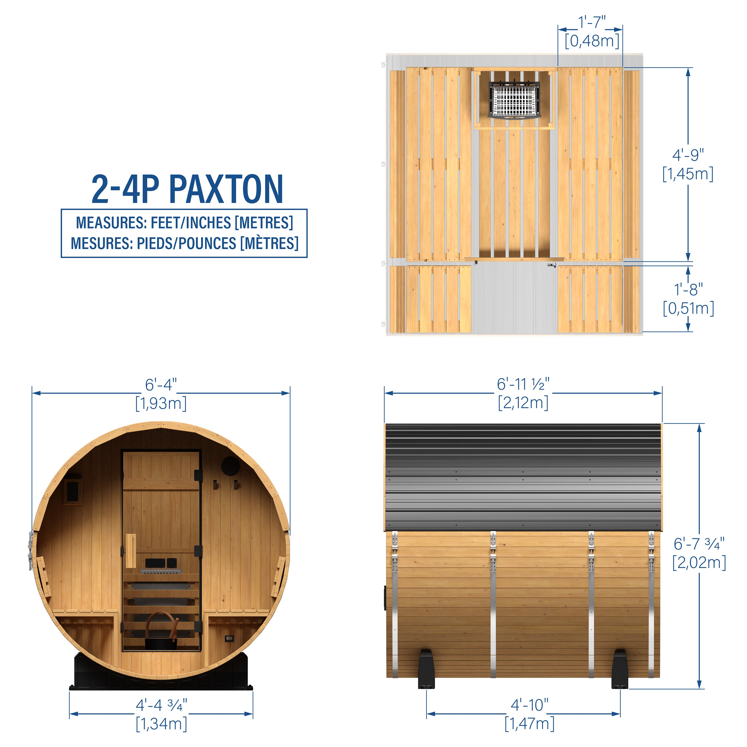 Paxton Outdoor Barrel Sauna with Porch – 2-4 Person
