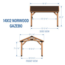 Load image into Gallery viewer, Norwood 14x12 Gazebo Inches Diagram
